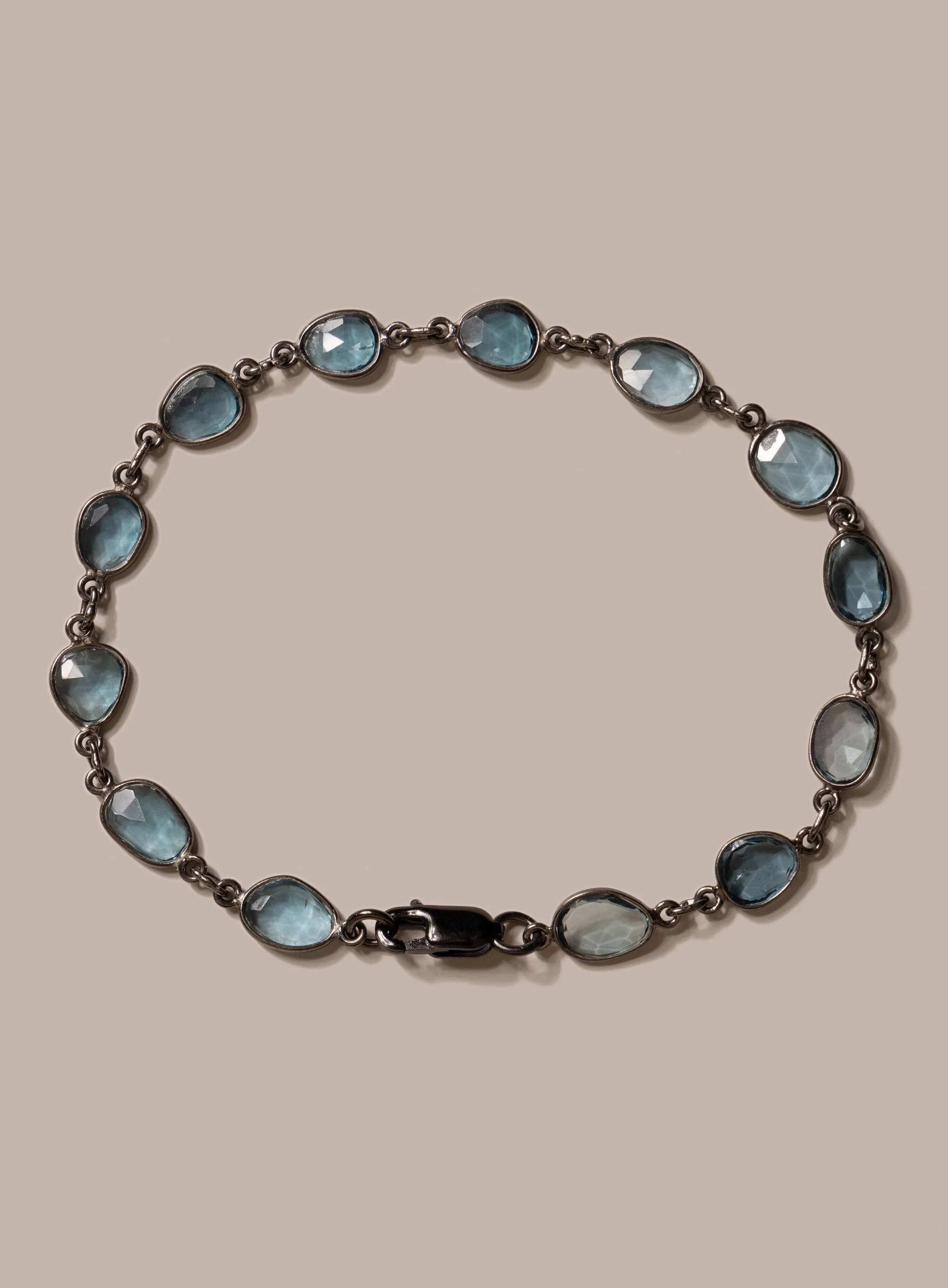 Genuine London Blue Topaz Link Bracelet for Men