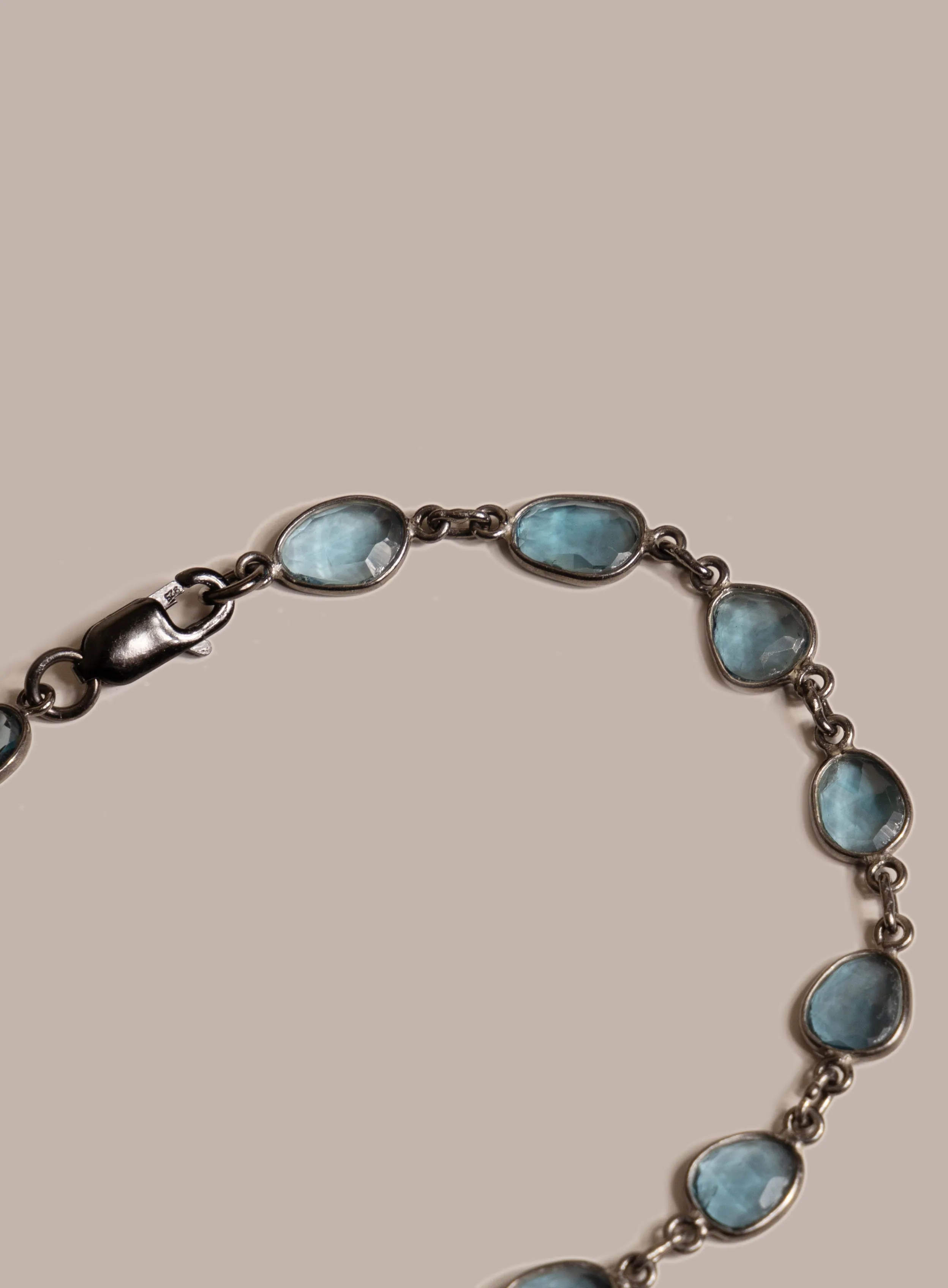 Genuine London Blue Topaz Link Bracelet for Men