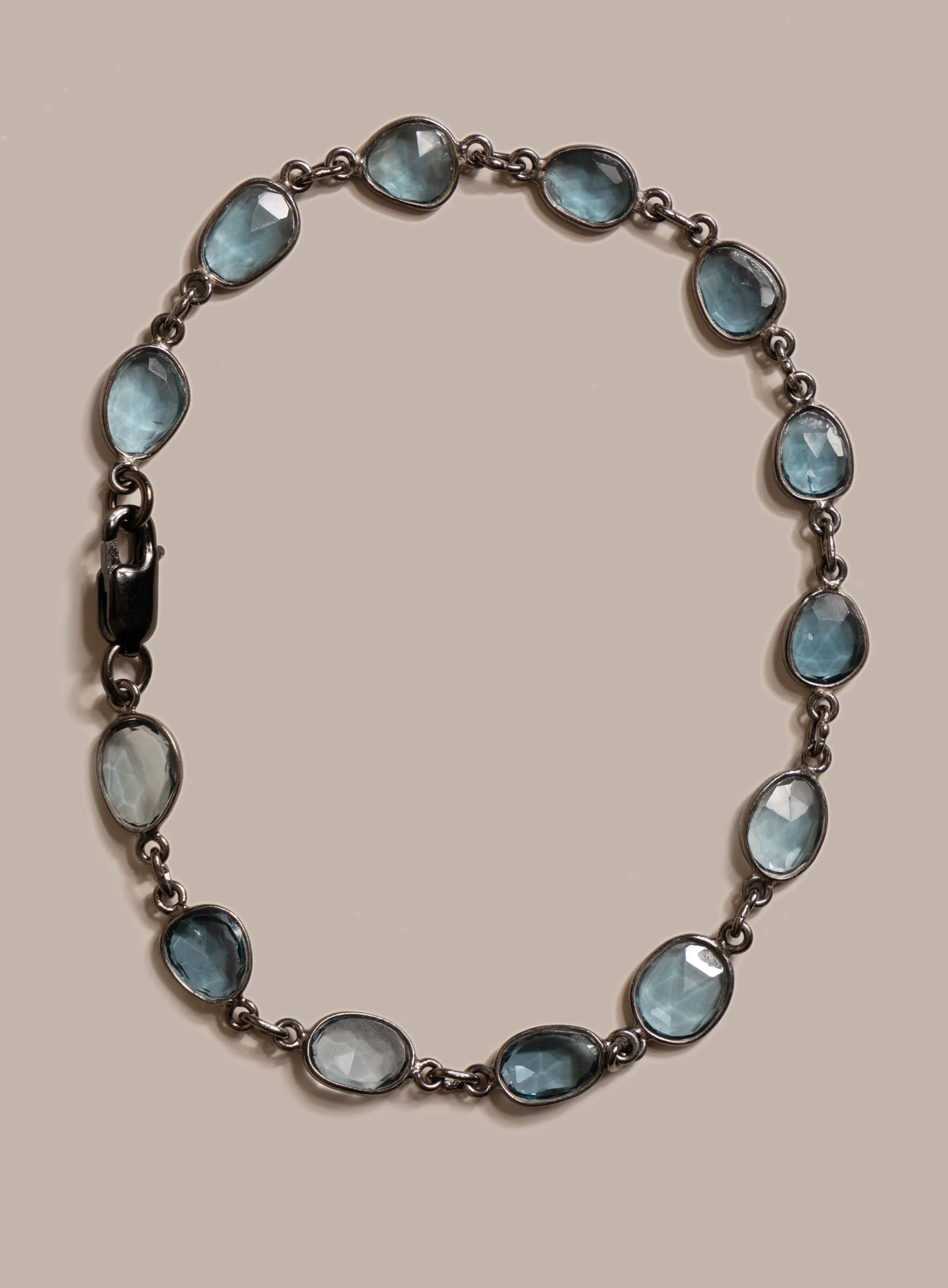 Genuine London Blue Topaz Link Bracelet for Men