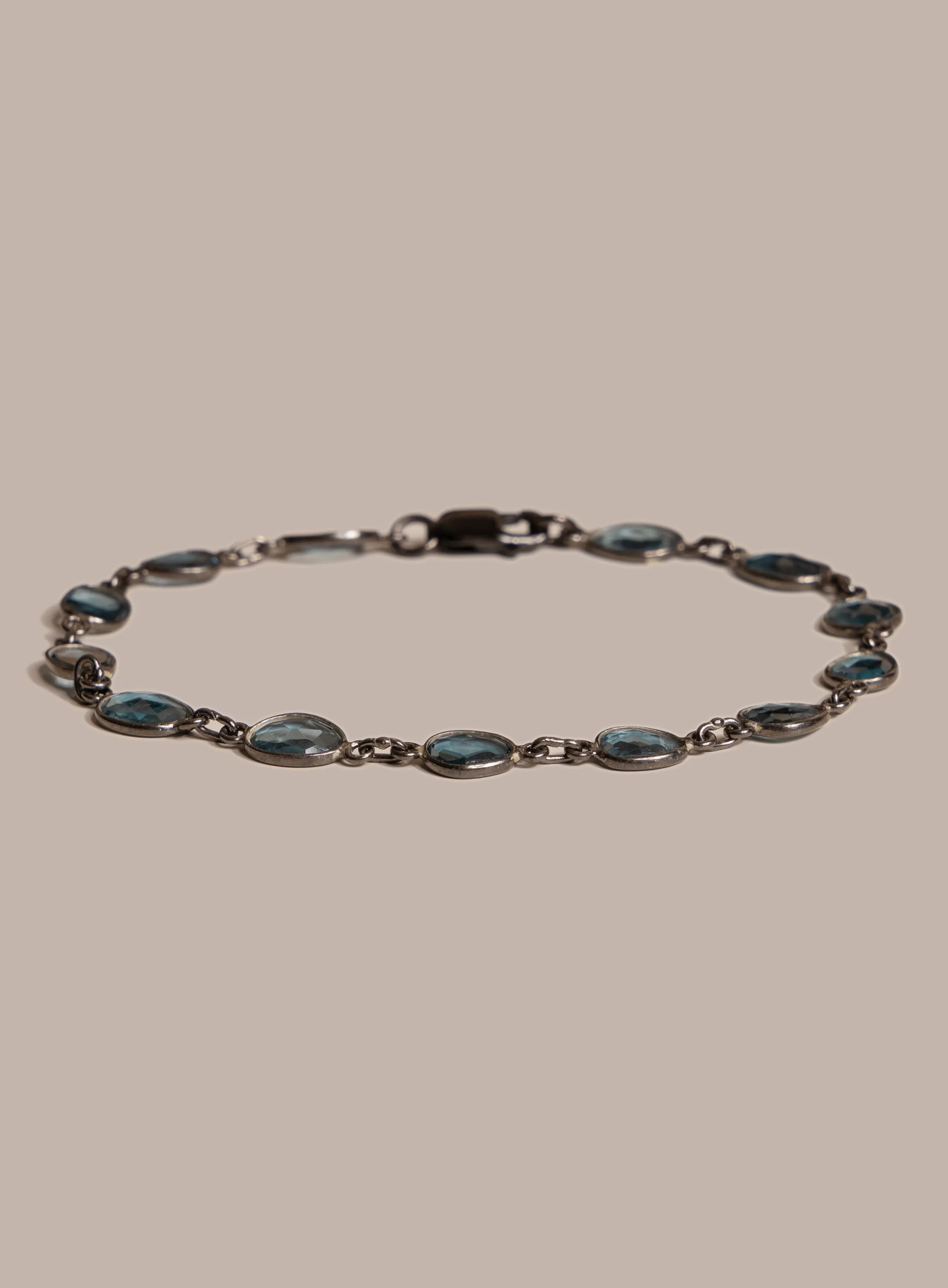 Genuine London Blue Topaz Link Bracelet for Men