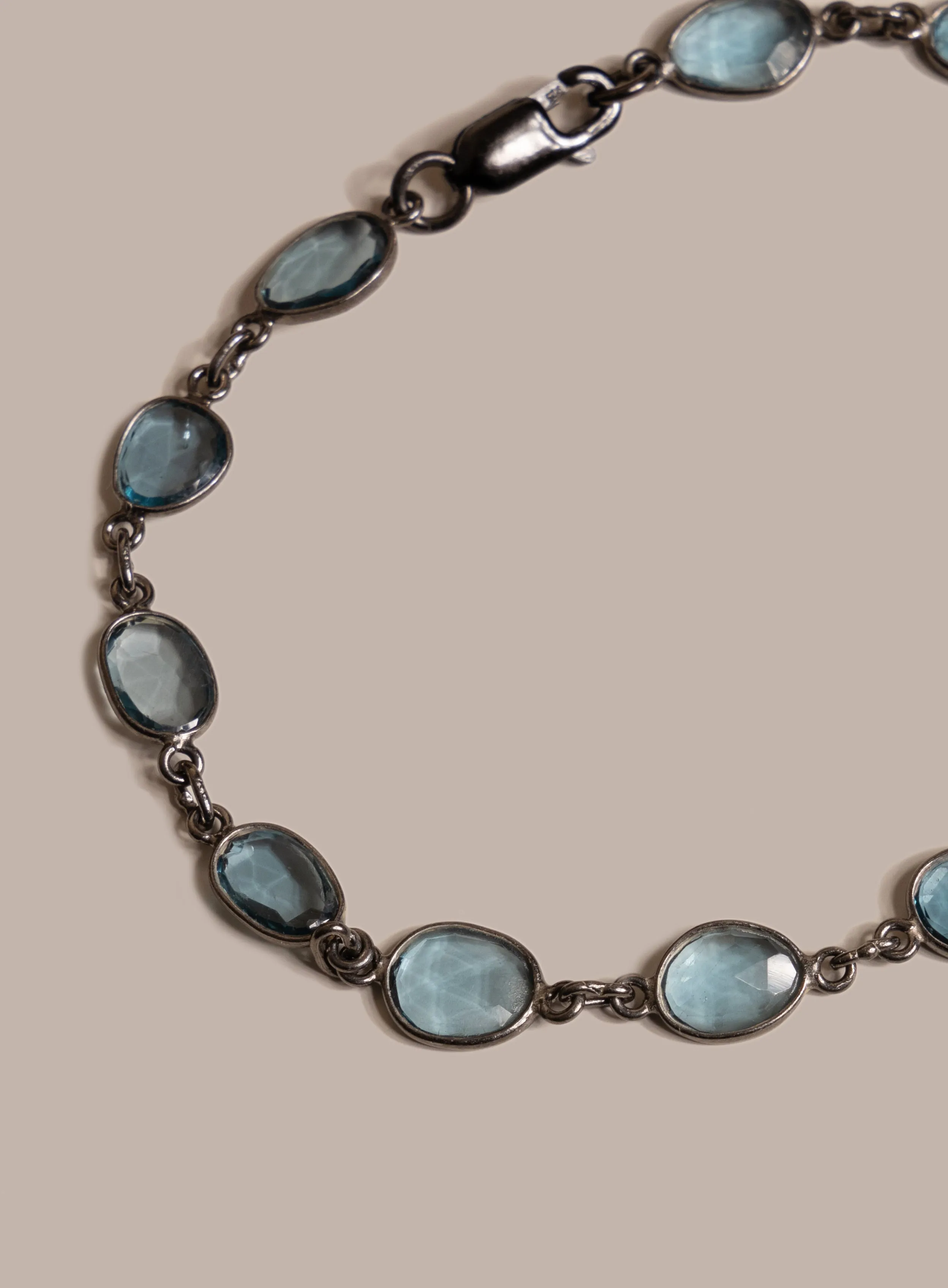 Genuine London Blue Topaz Link Bracelet for Men