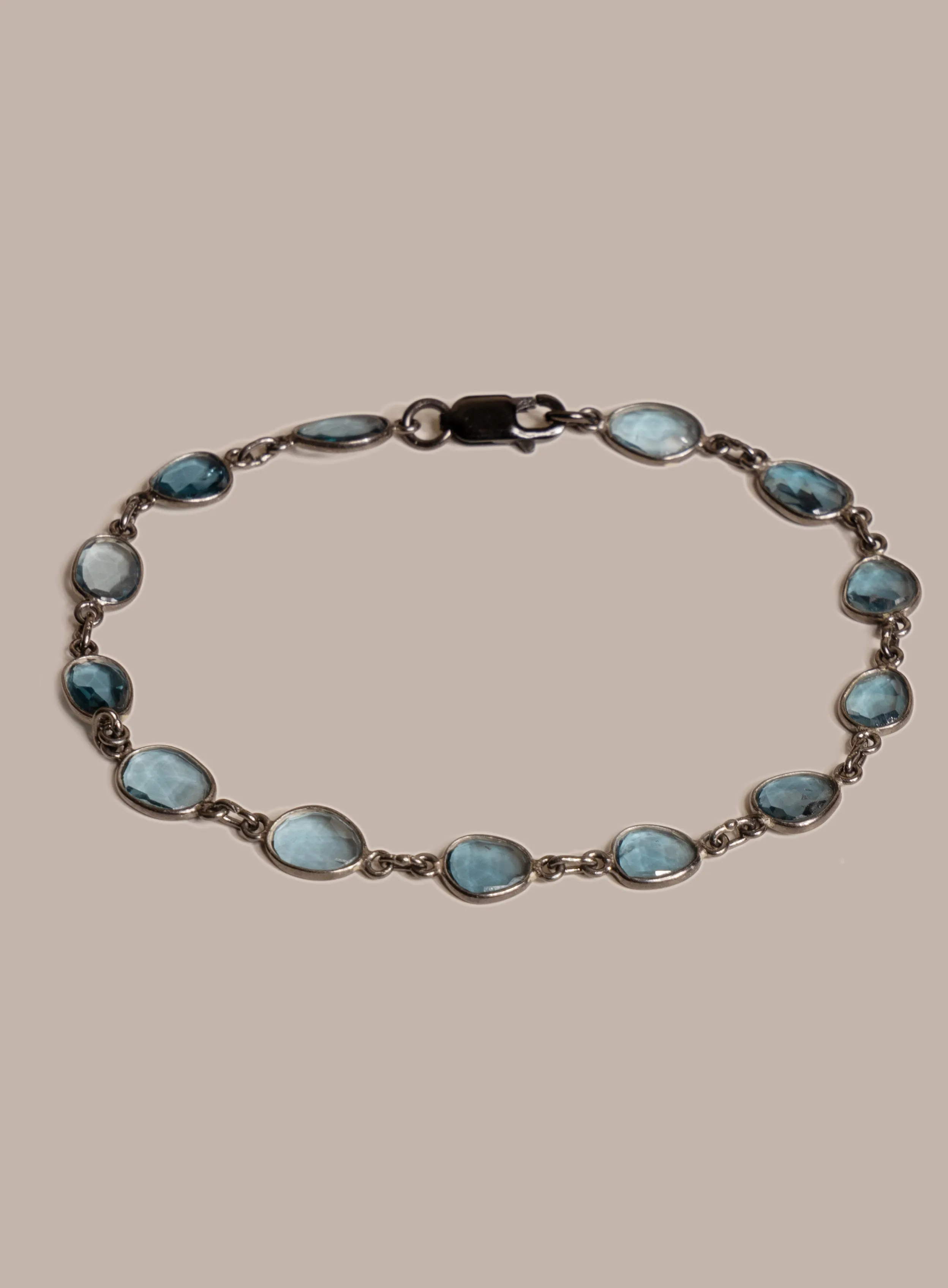 Genuine London Blue Topaz Link Bracelet for Men