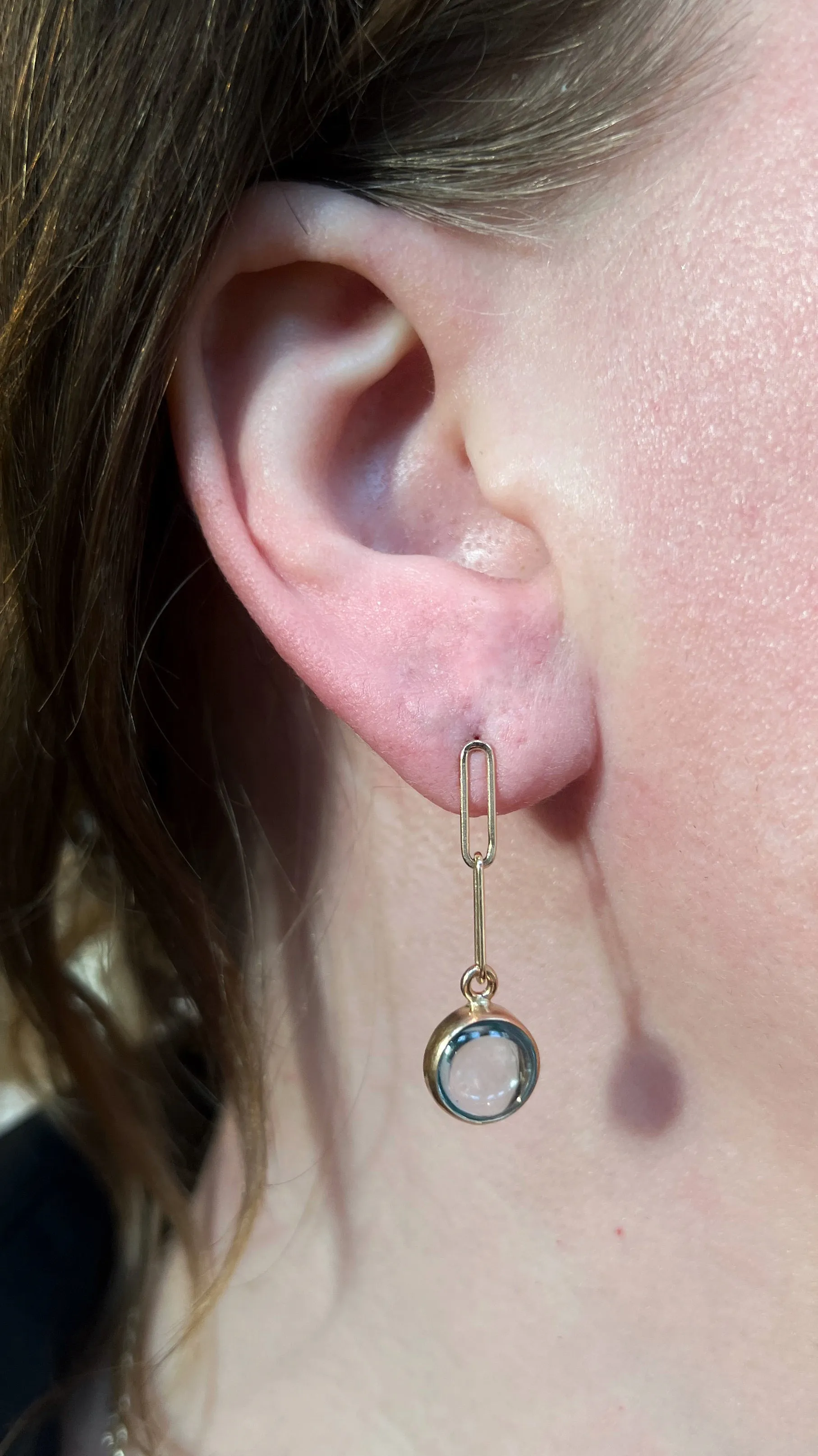 Gold & Topaz Link Earrings