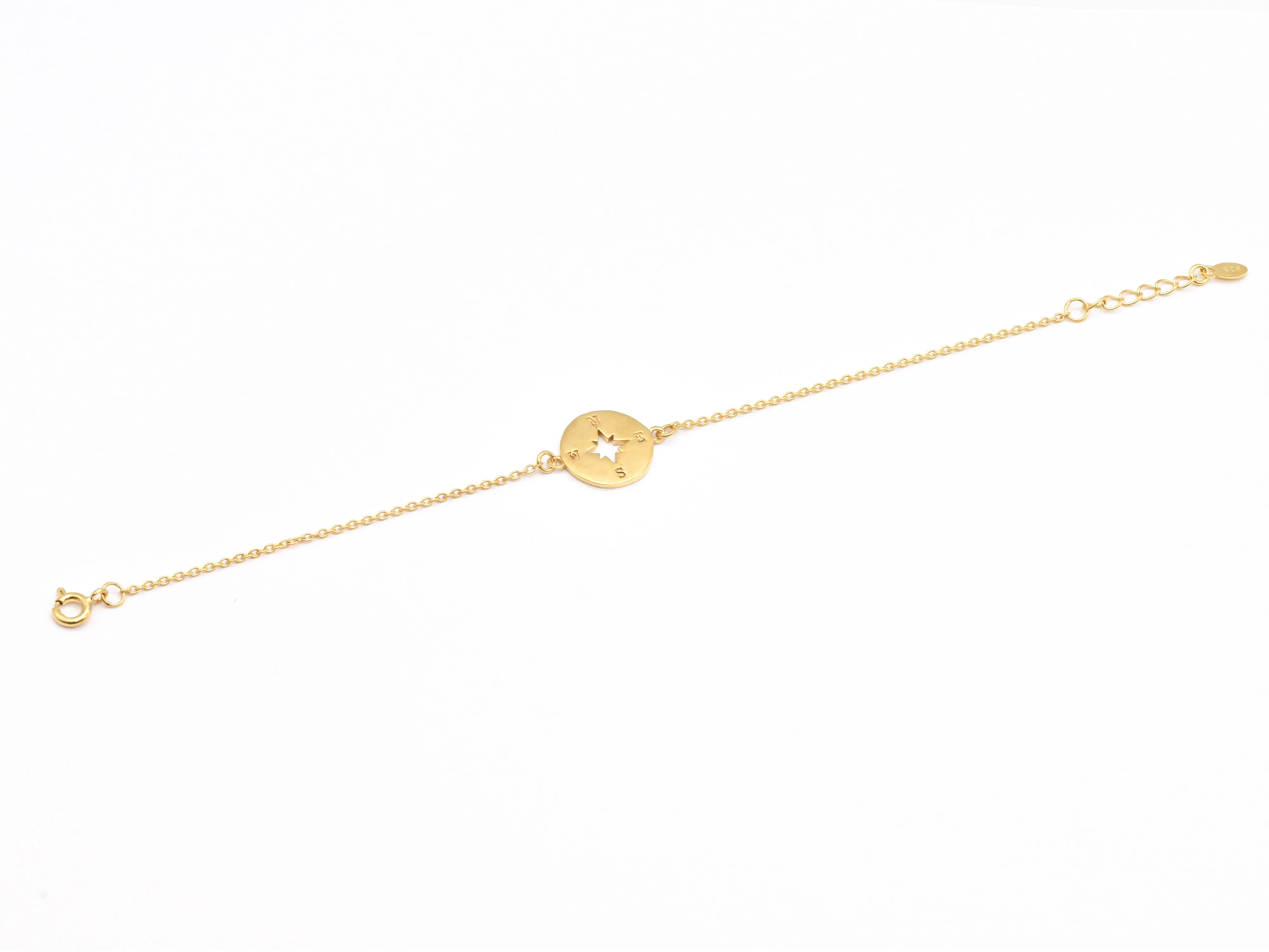Gold Compass Bracelet - Gold Cardinal Bracelet - Star Disc Wristlet