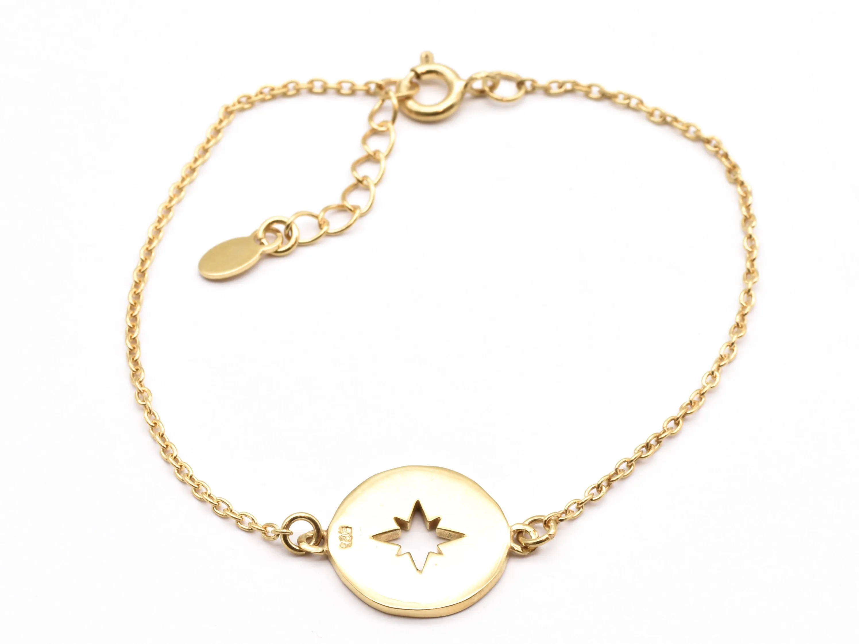 Gold Compass Bracelet - Gold Cardinal Bracelet - Star Disc Wristlet