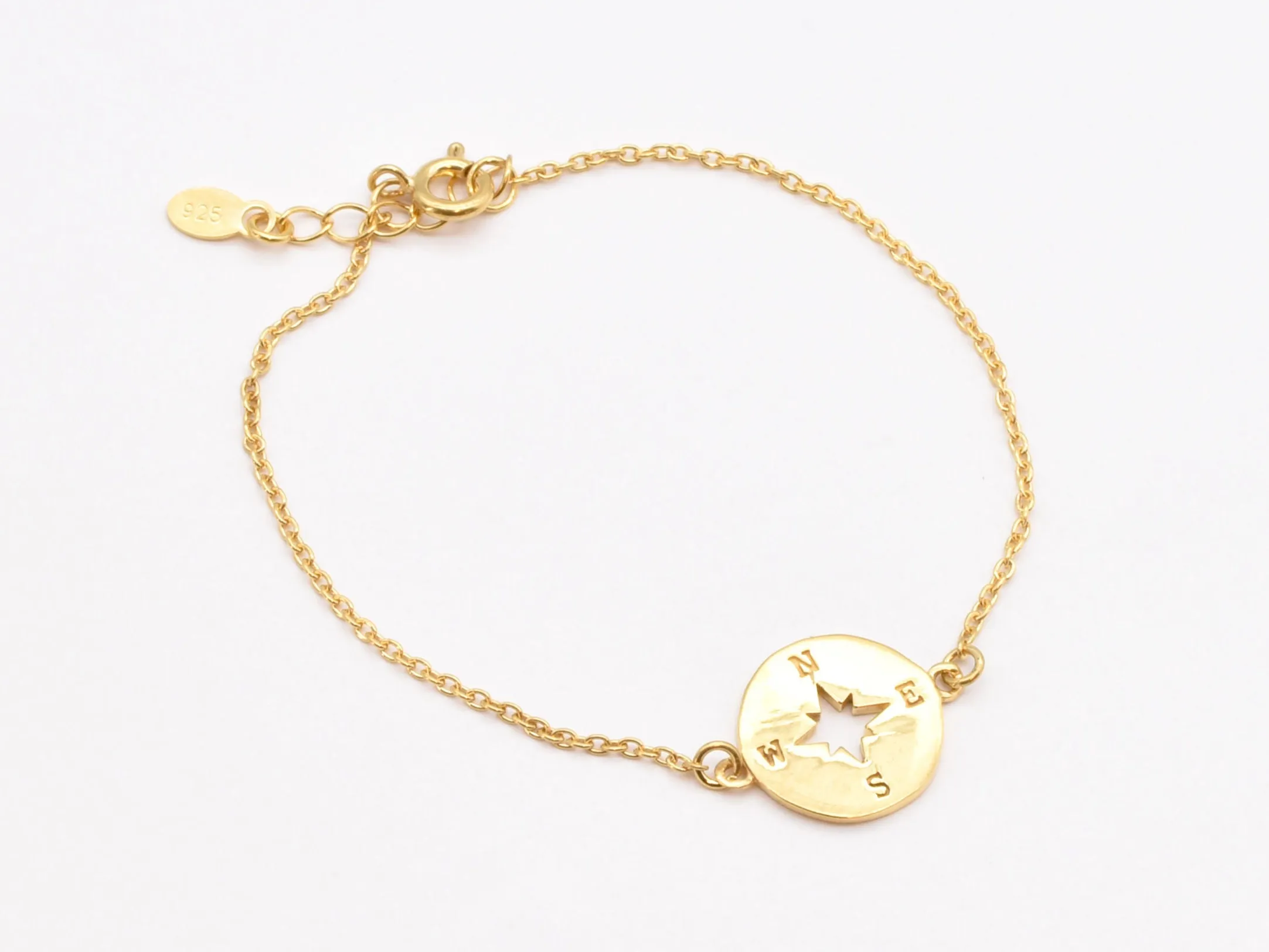 Gold Compass Bracelet - Gold Cardinal Bracelet - Star Disc Wristlet