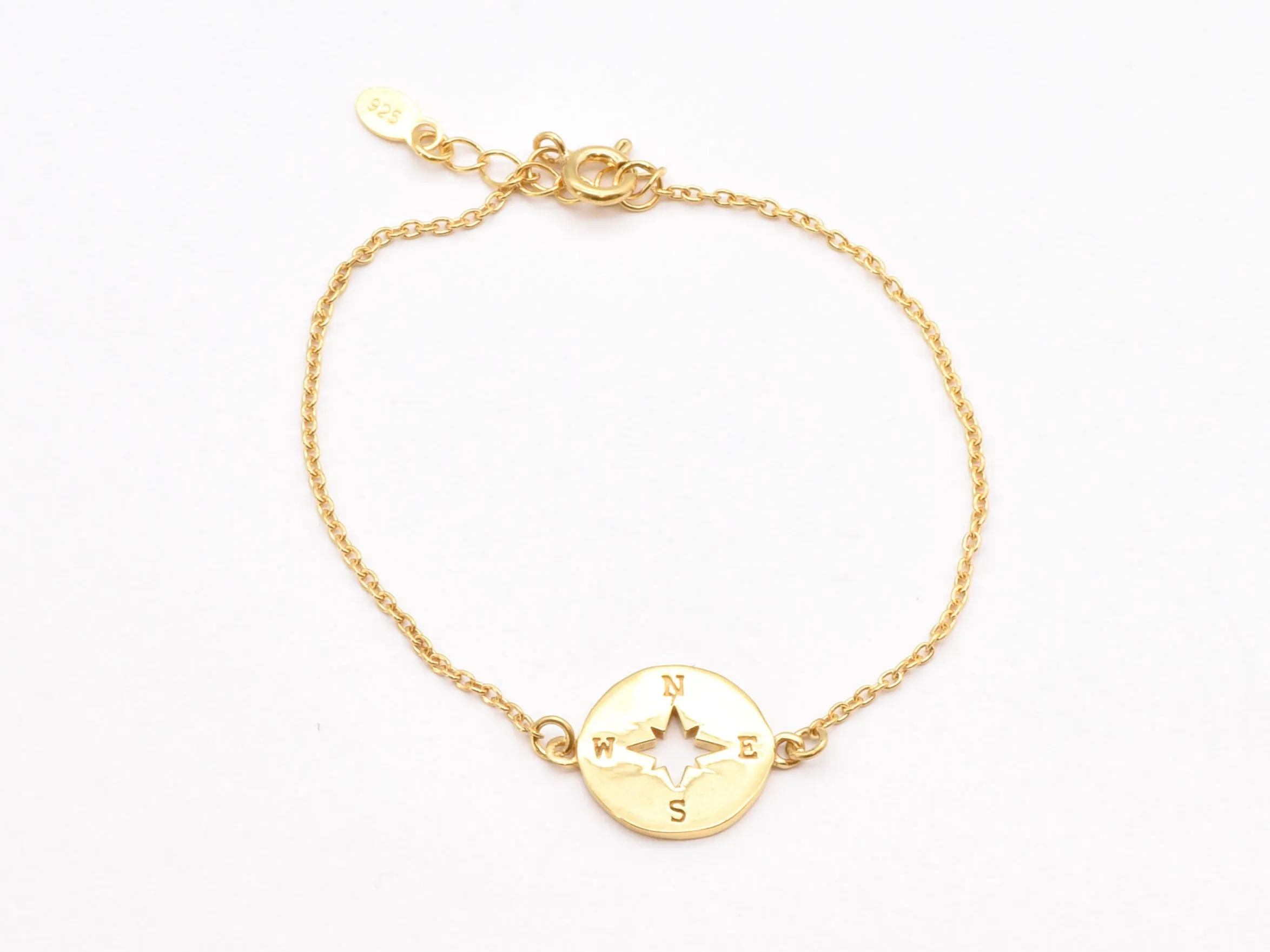 Gold Compass Bracelet - Gold Cardinal Bracelet - Star Disc Wristlet