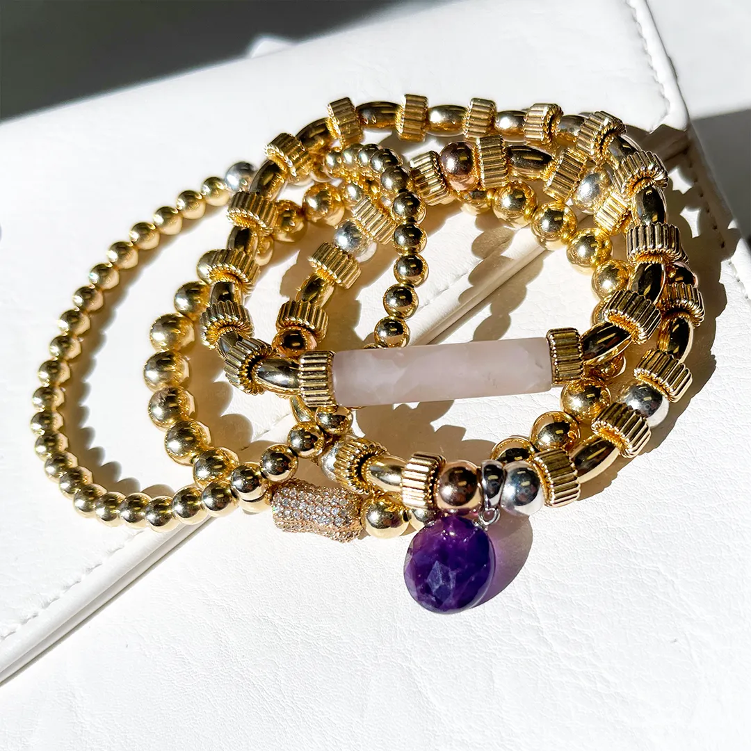 Gold-Fill Stretchy Bracelet w/ Pavé Accent