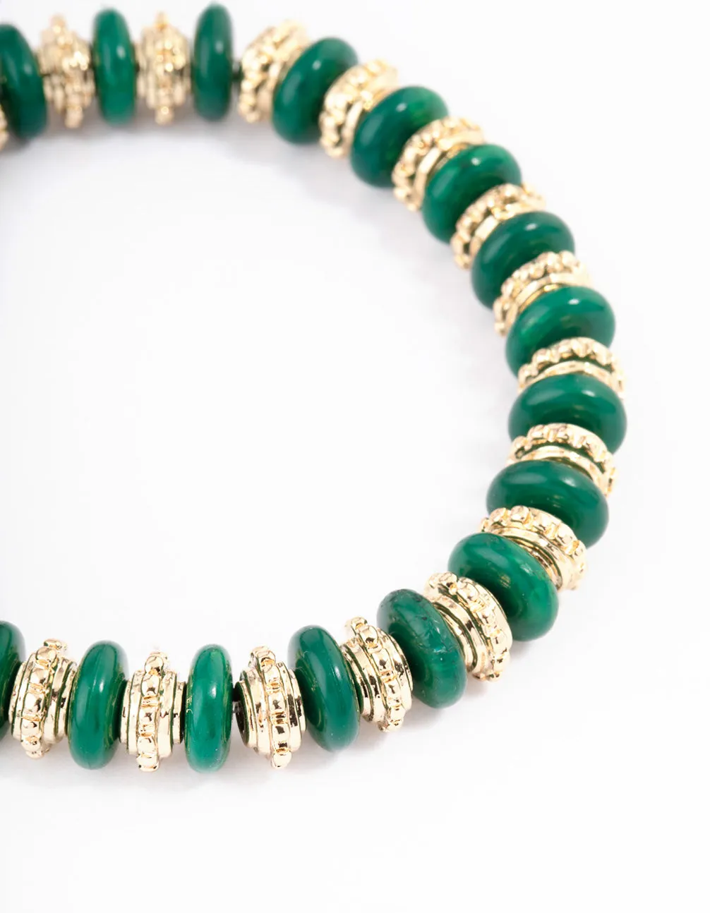 Gold Mixed Texture Disc Stretch Bracelet