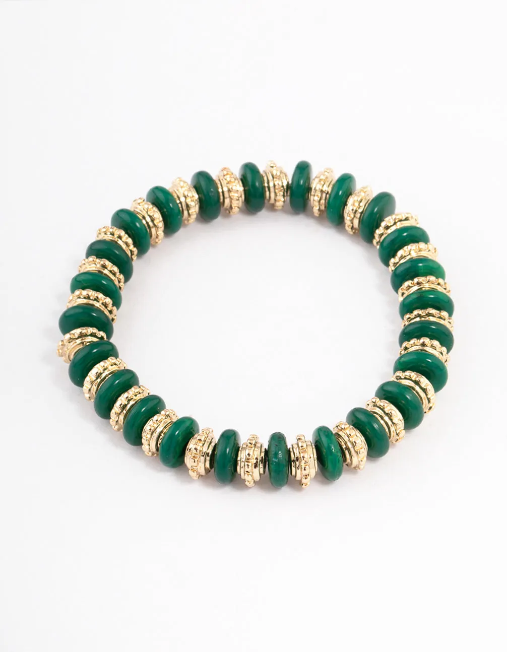 Gold Mixed Texture Disc Stretch Bracelet