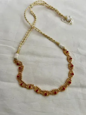 Gold polish coral lotus necklace
