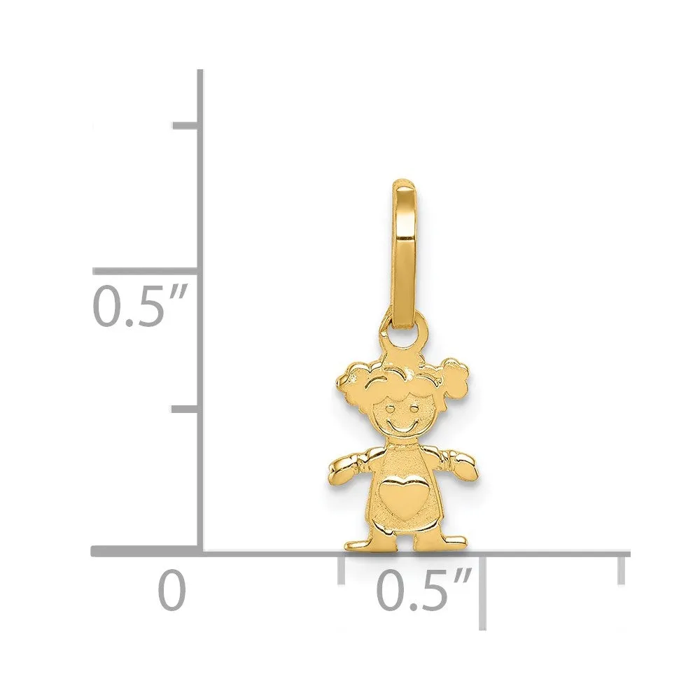Gold Polished Little Girl Pendant Necklace - Model K5807
