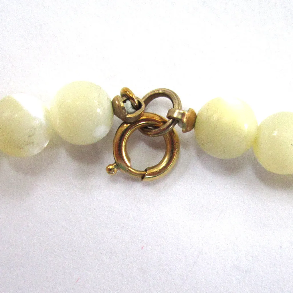 Gold-Tone Polished Stone and Coral Bead Necklace