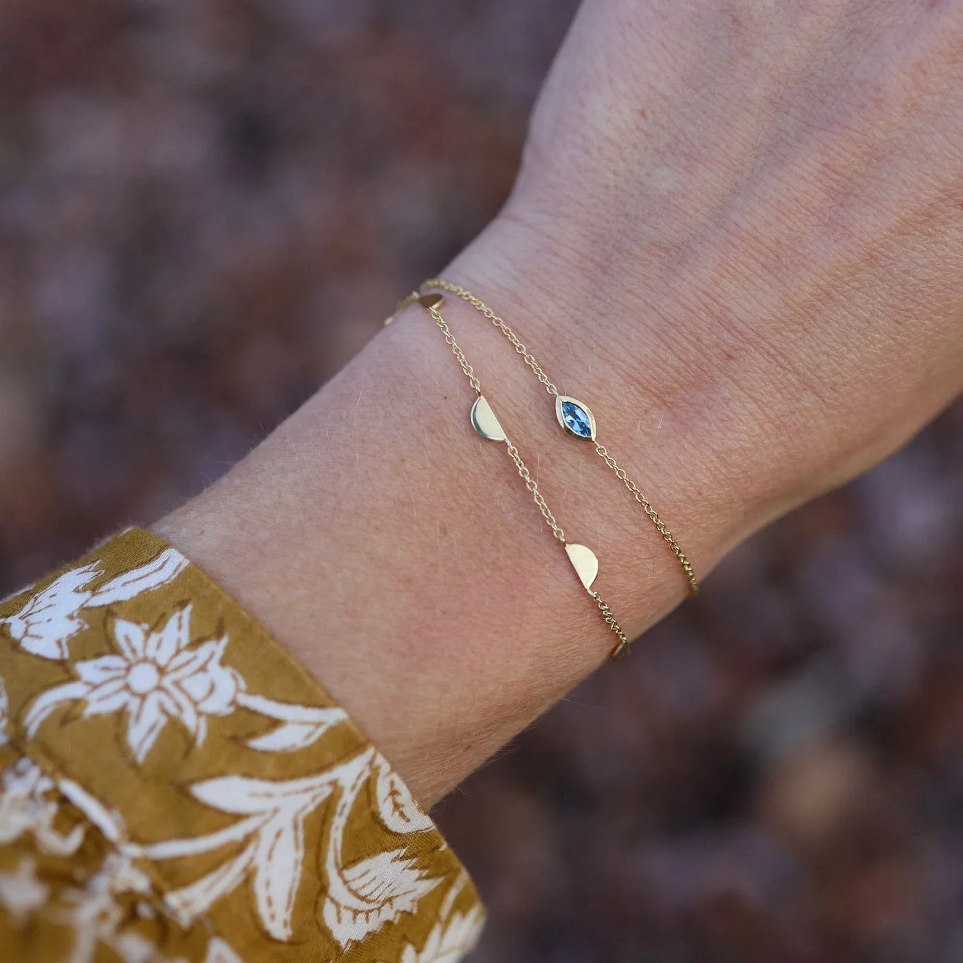 Gold Vermeil Marquis Blue Topaz Solitaire Bracelet
