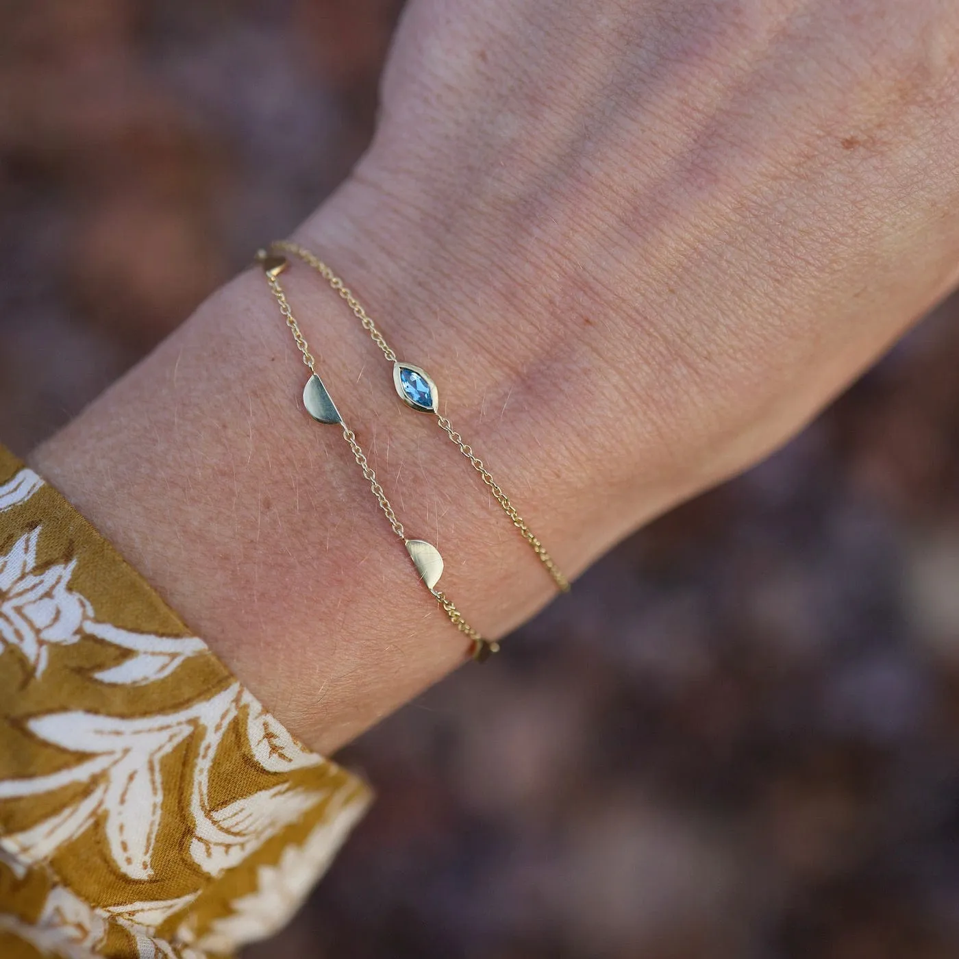 Gold Vermeil Marquis Blue Topaz Solitaire Bracelet