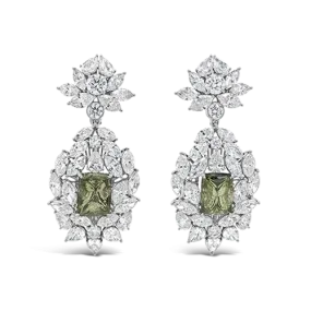 Green Diamond Dangle Earrings
