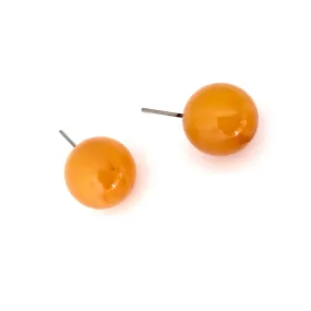 Honey Amber Yellow Marbled Stud Earrings