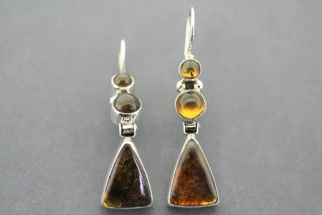 Hula earring - sterling silver & amber