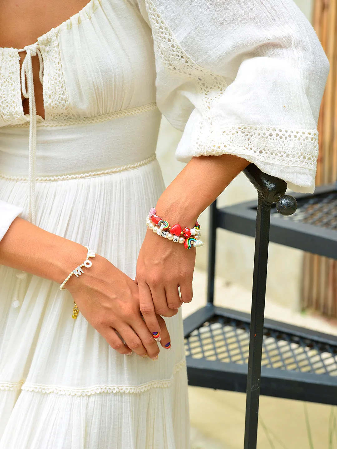 I'M A RAINBOW PEARL BRACELET (CREAMROSE)