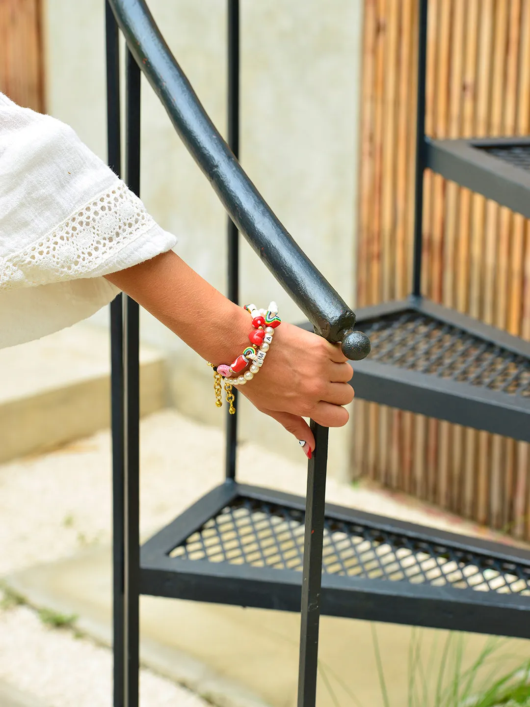 I'M A RAINBOW PEARL BRACELET (CREAMROSE)