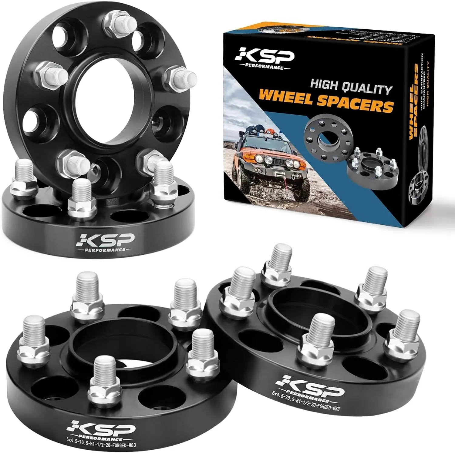 KSP Wheel Spacers For 1994-2014 Ford Mustang 1" Hubcentric 5X4.5 25MM 1/2"-20