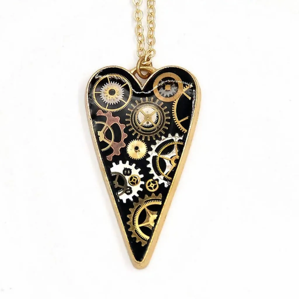 Large Heart Watch Part Necklace