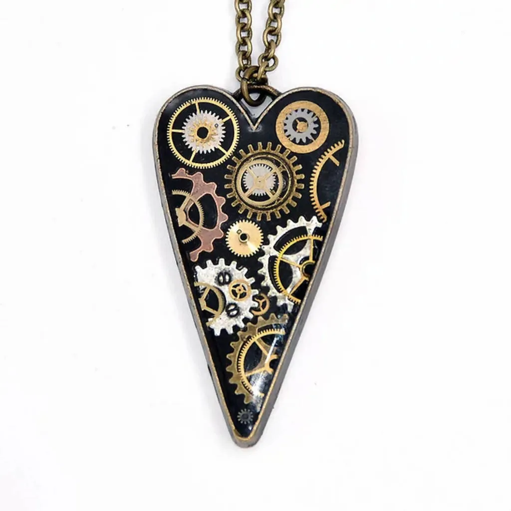 Large Heart Watch Part Necklace