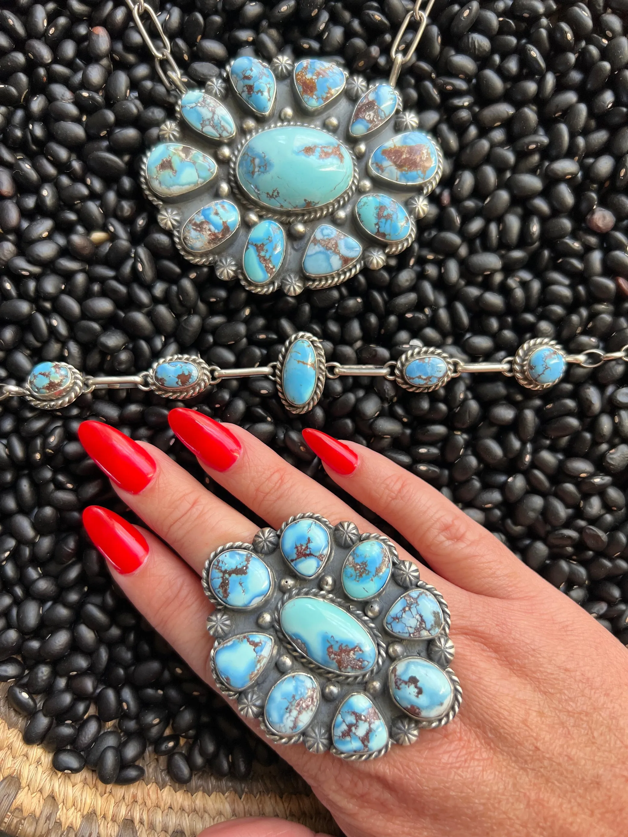 Large Turquoise Cluster Necklace