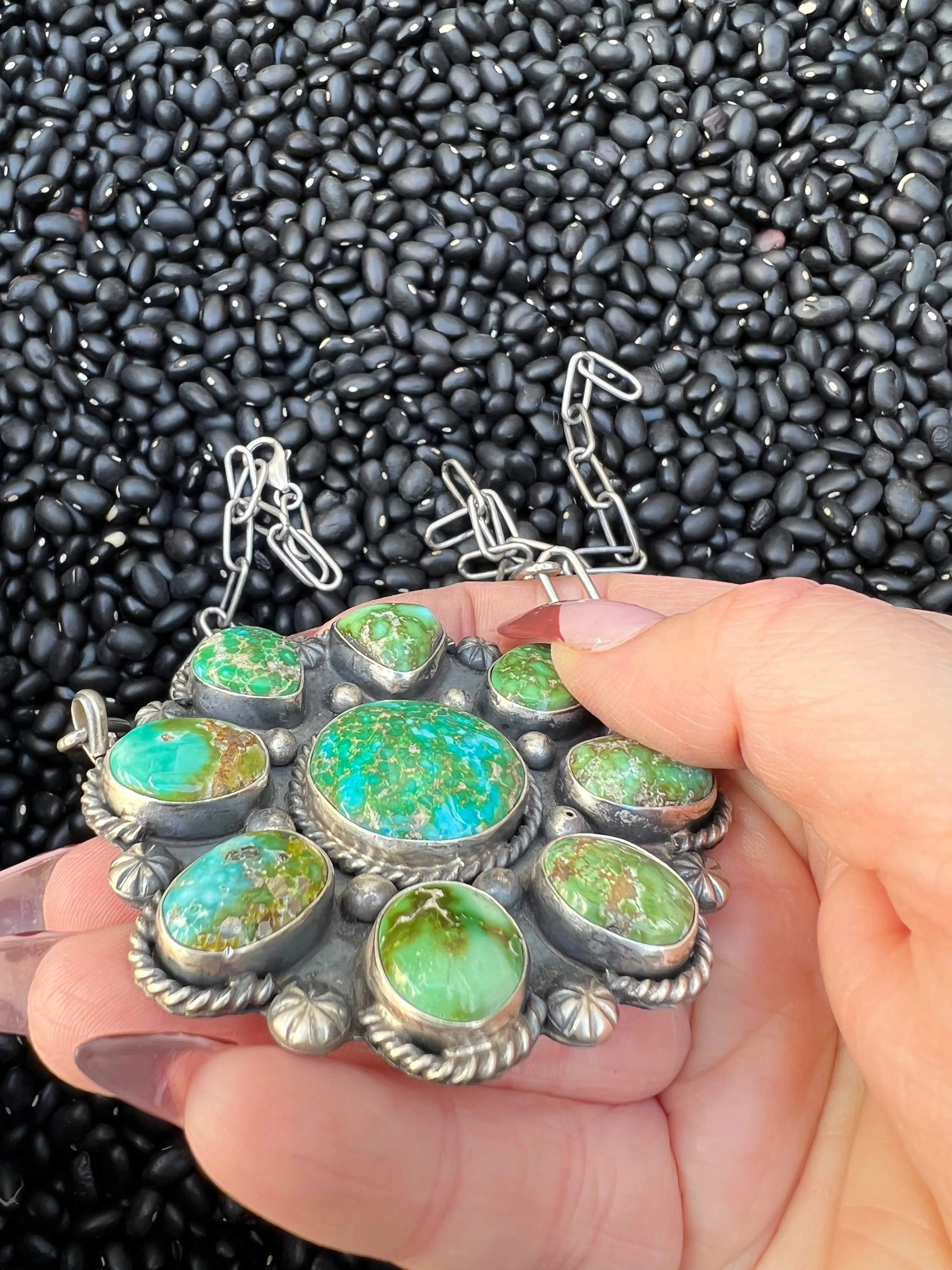 Large Turquoise Cluster Necklace