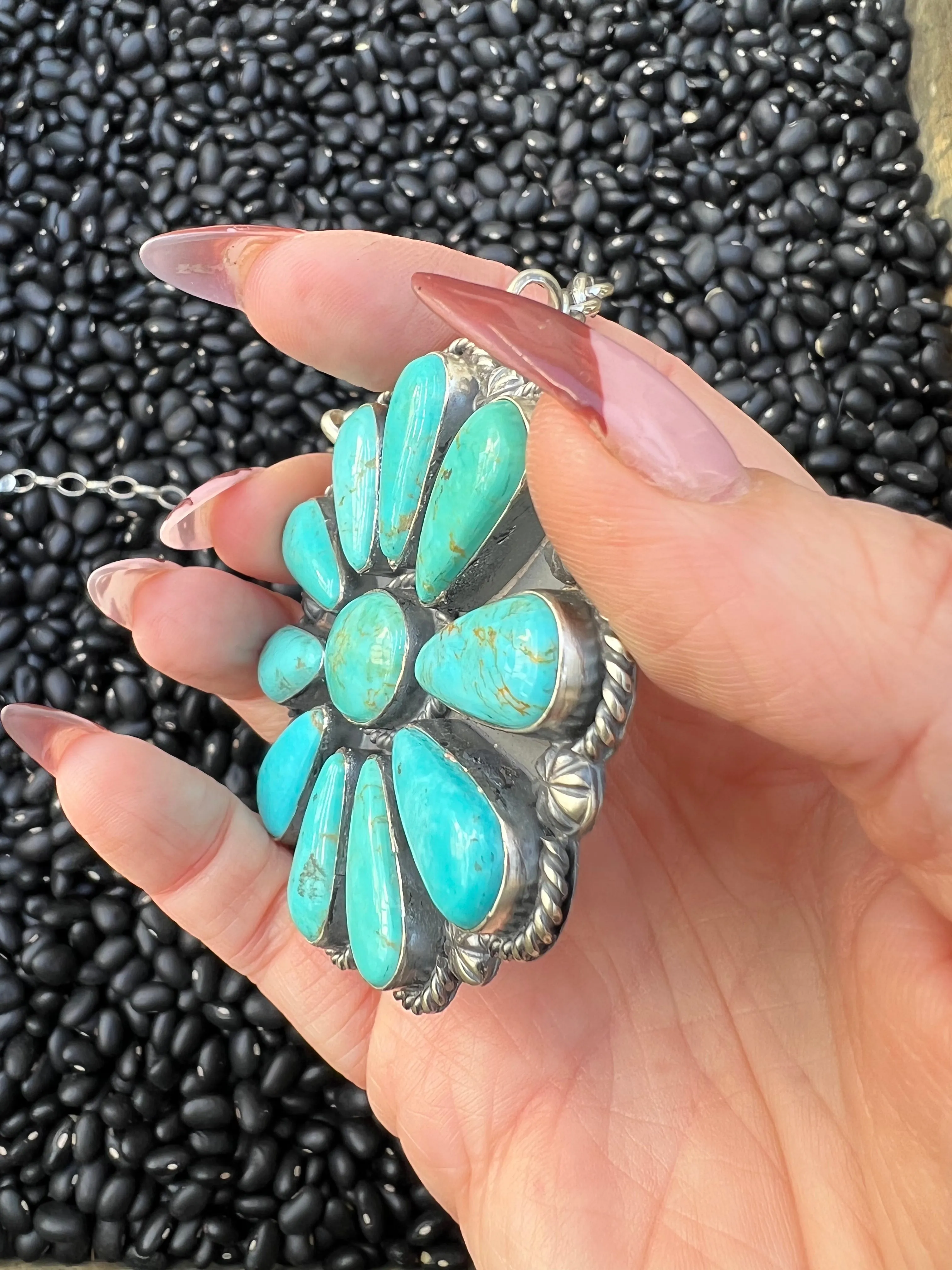 Large Turquoise Cluster Necklace