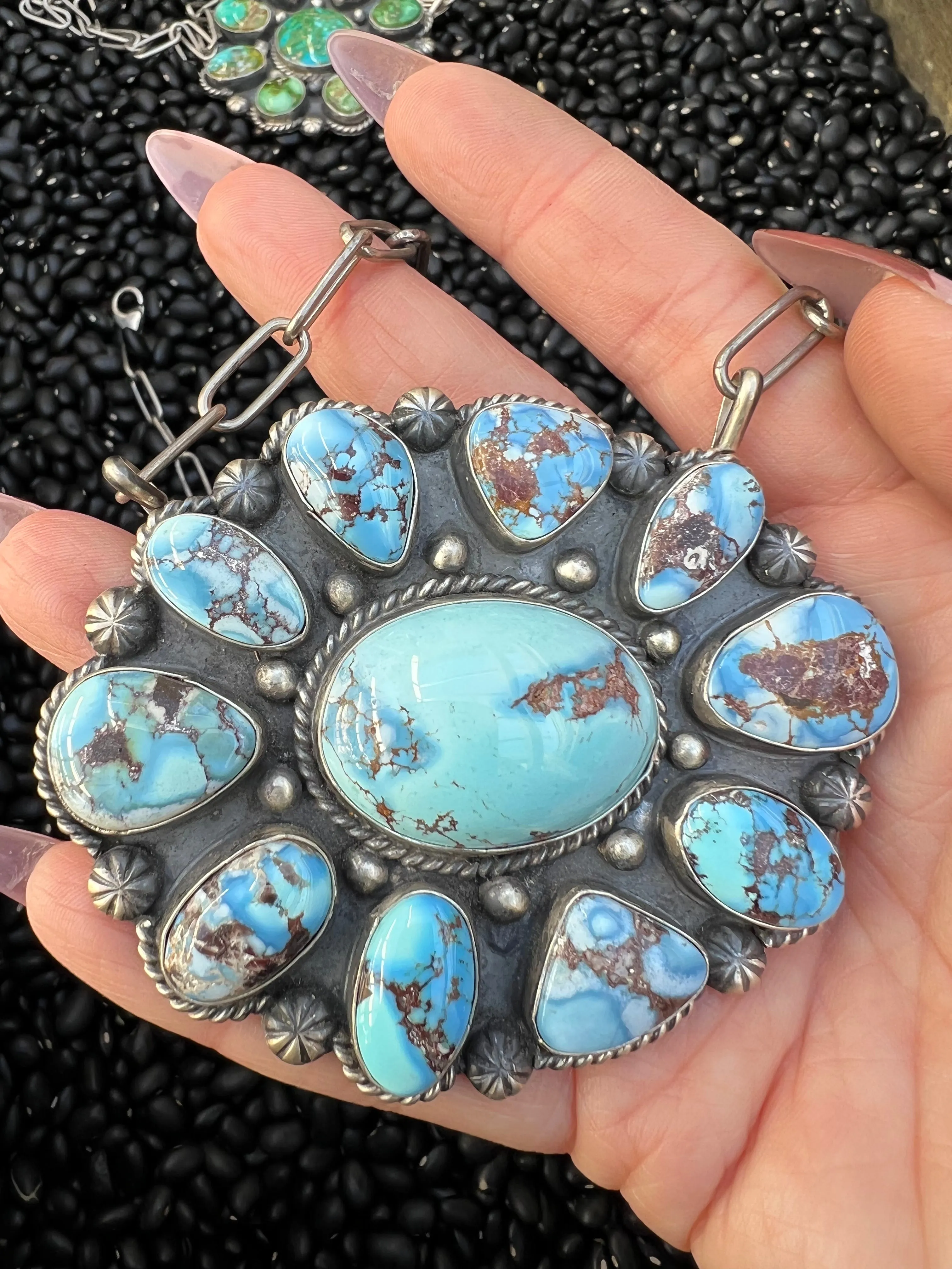 Large Turquoise Cluster Necklace