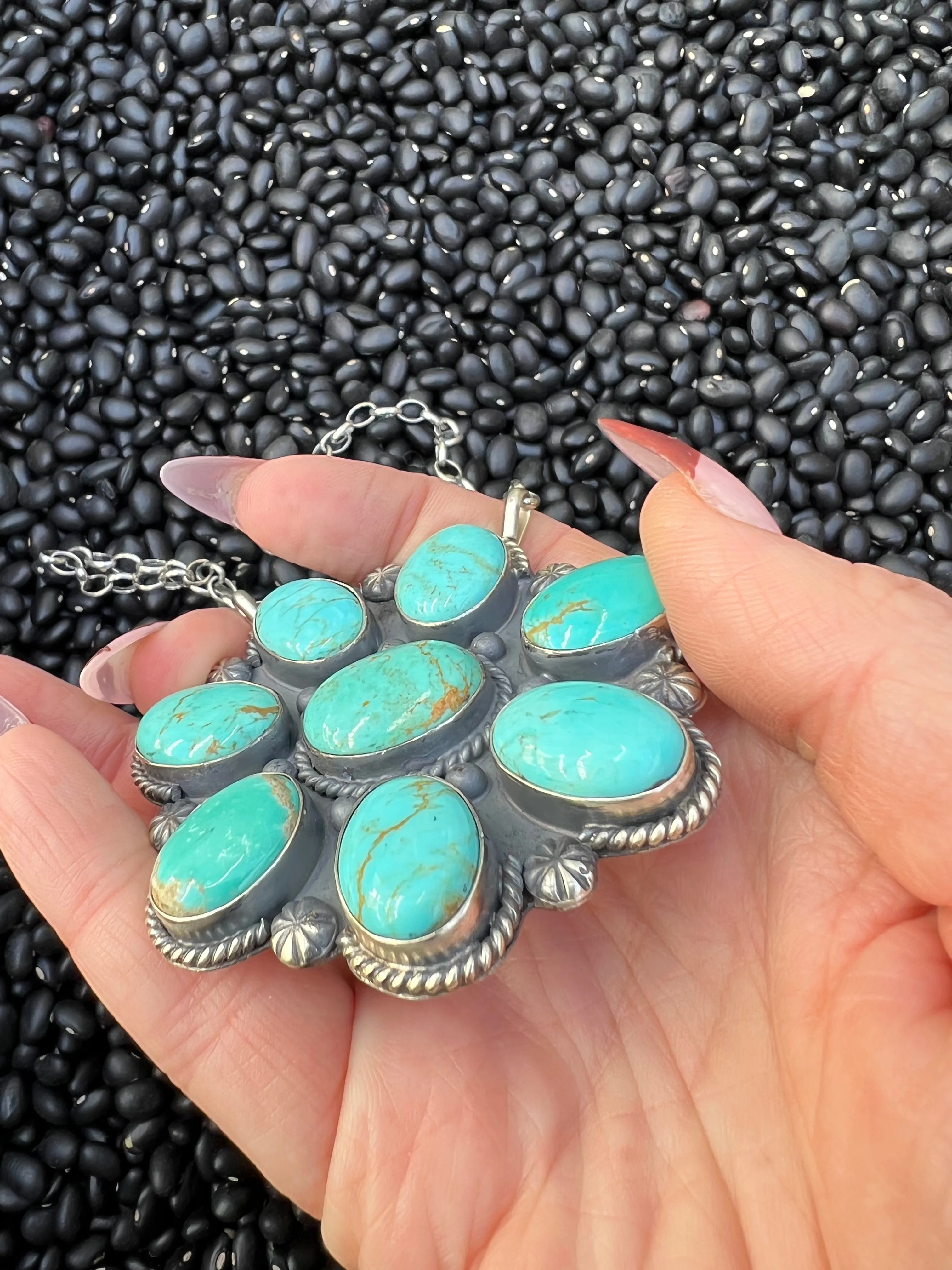 Large Turquoise Cluster Necklace