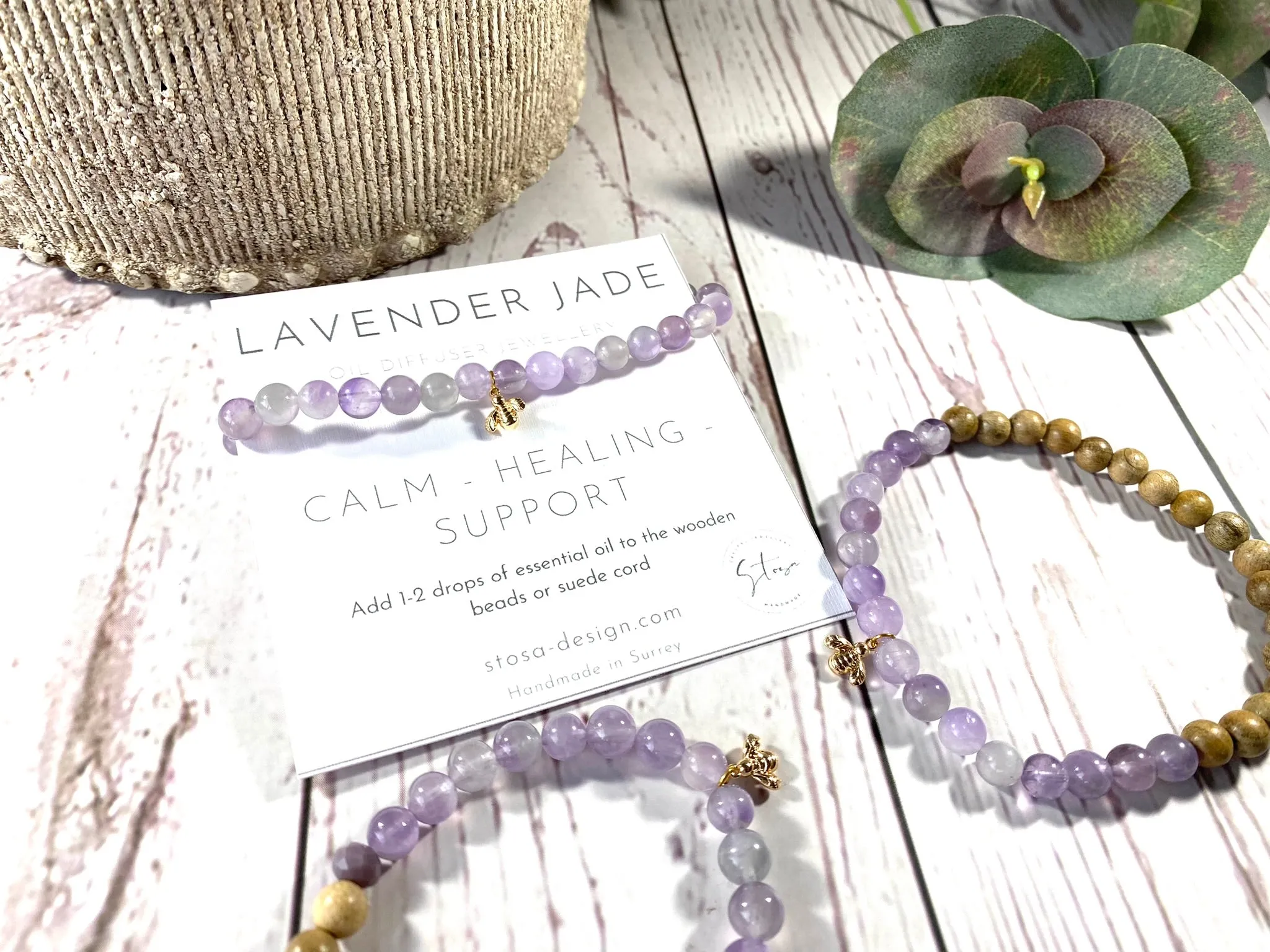 Lavender Jade Bee Diffuser Bracelet
