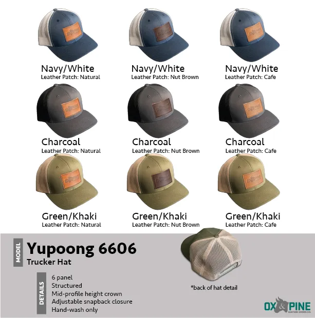 Leather Patch Trucker Style Hat - Washington Stamp