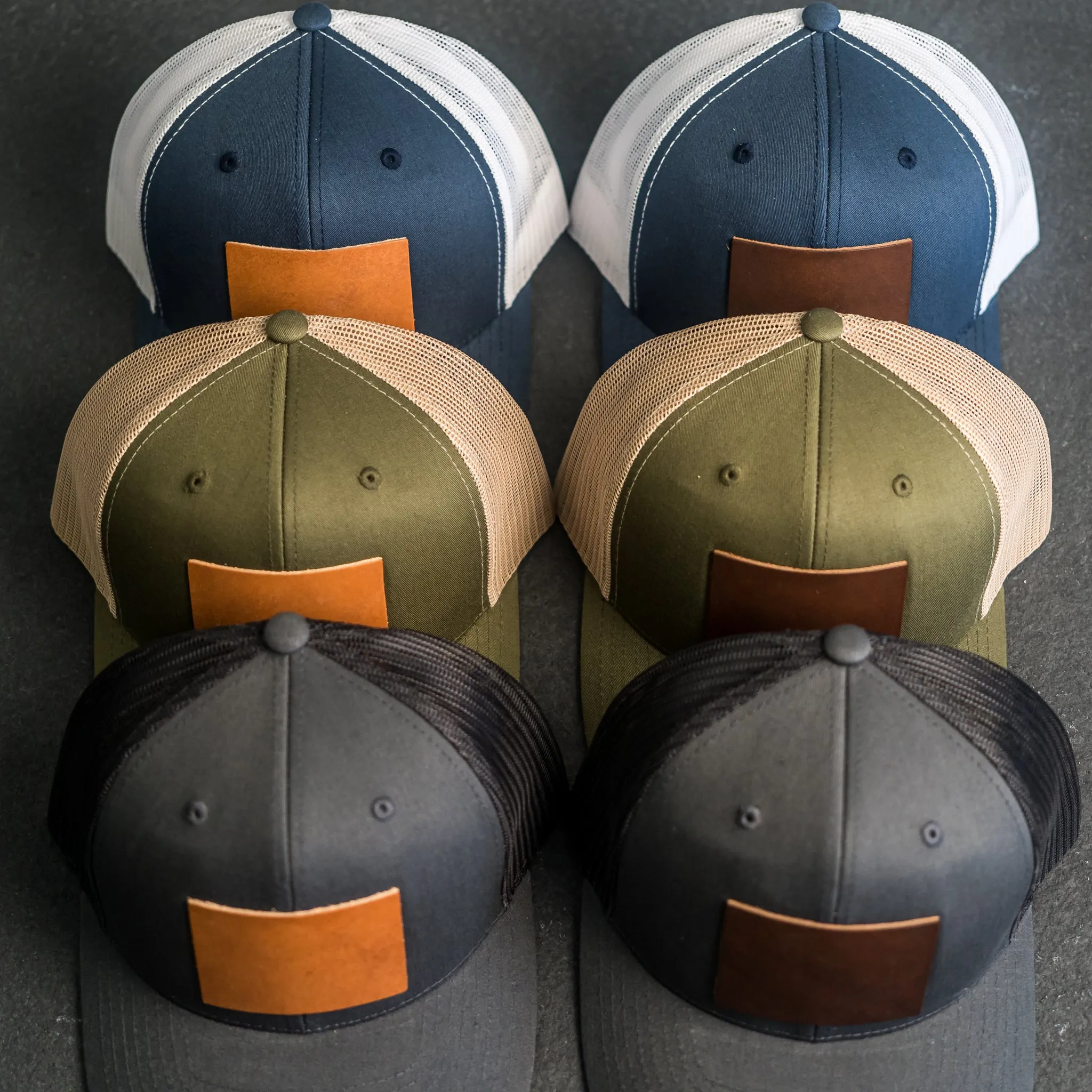 Leather Patch Trucker Style Hat - Washington Stamp