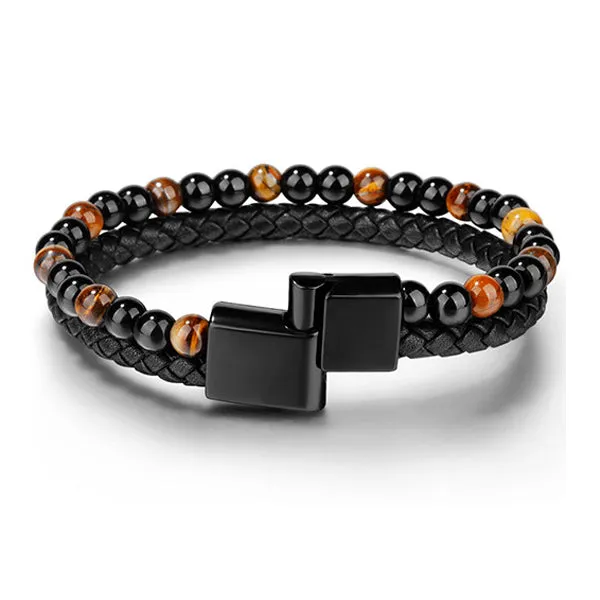 Leather Tiger Eye Bracelet 皮革虎眼石手鍊 KJBR16067
