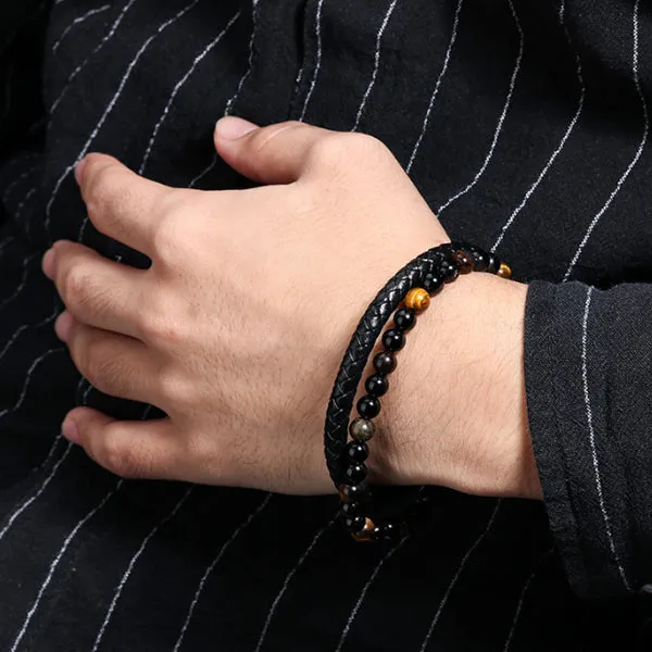 Leather Tiger Eye Bracelet 皮革虎眼石手鍊 KJBR16067