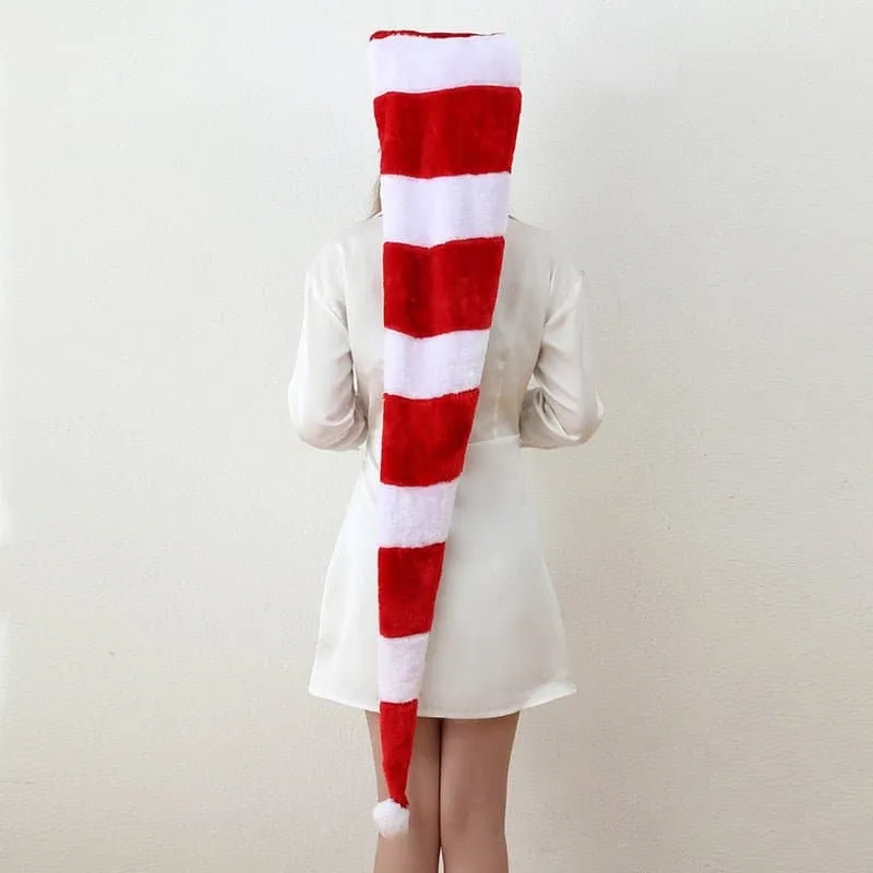 Long Striped Christmas Santa Hat