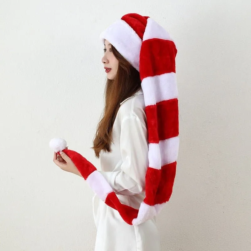 Long Striped Christmas Santa Hat