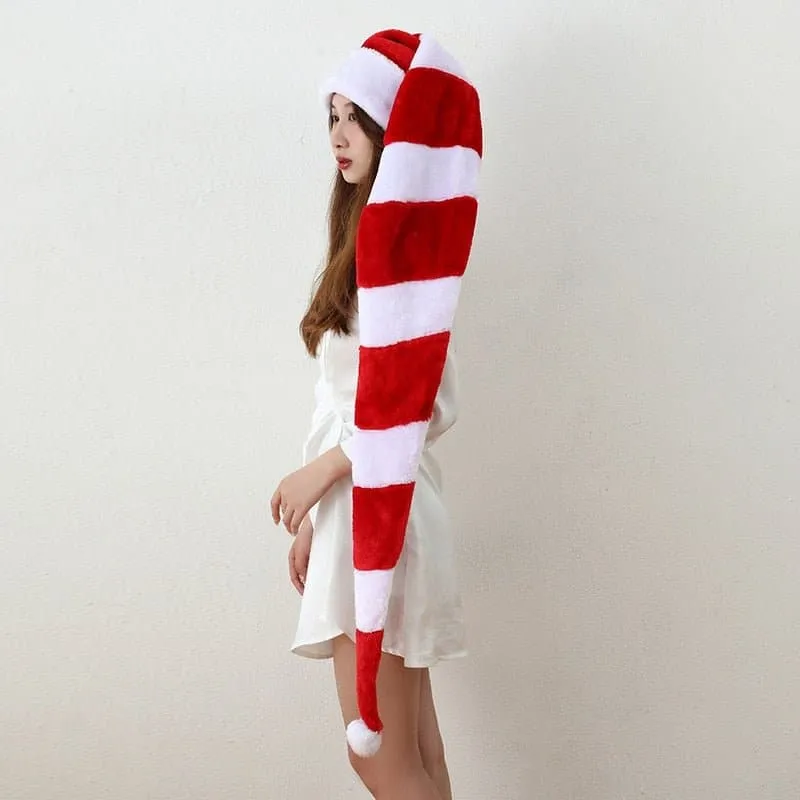 Long Striped Christmas Santa Hat
