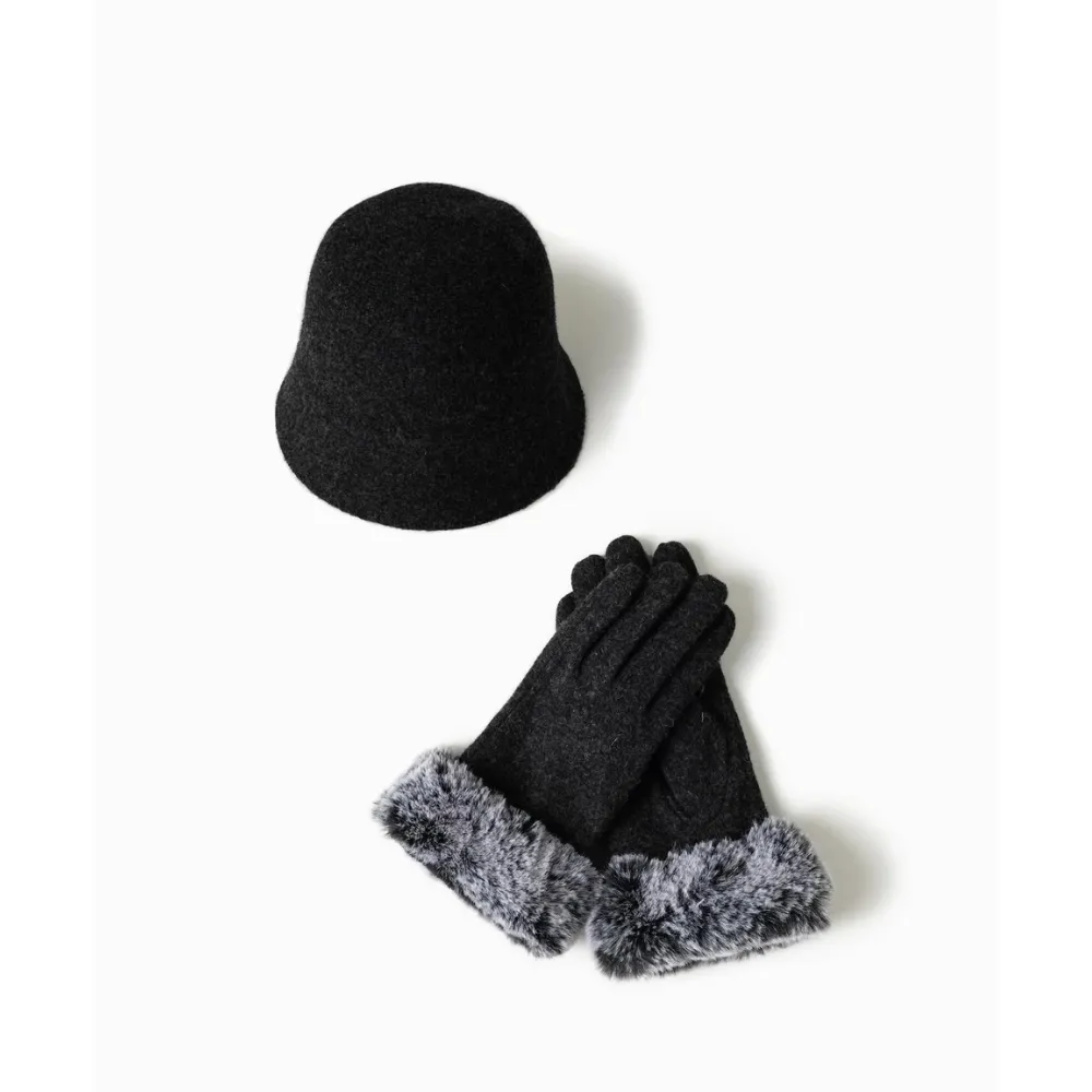 Look by M Bucket Black Wool Hat (Women's)