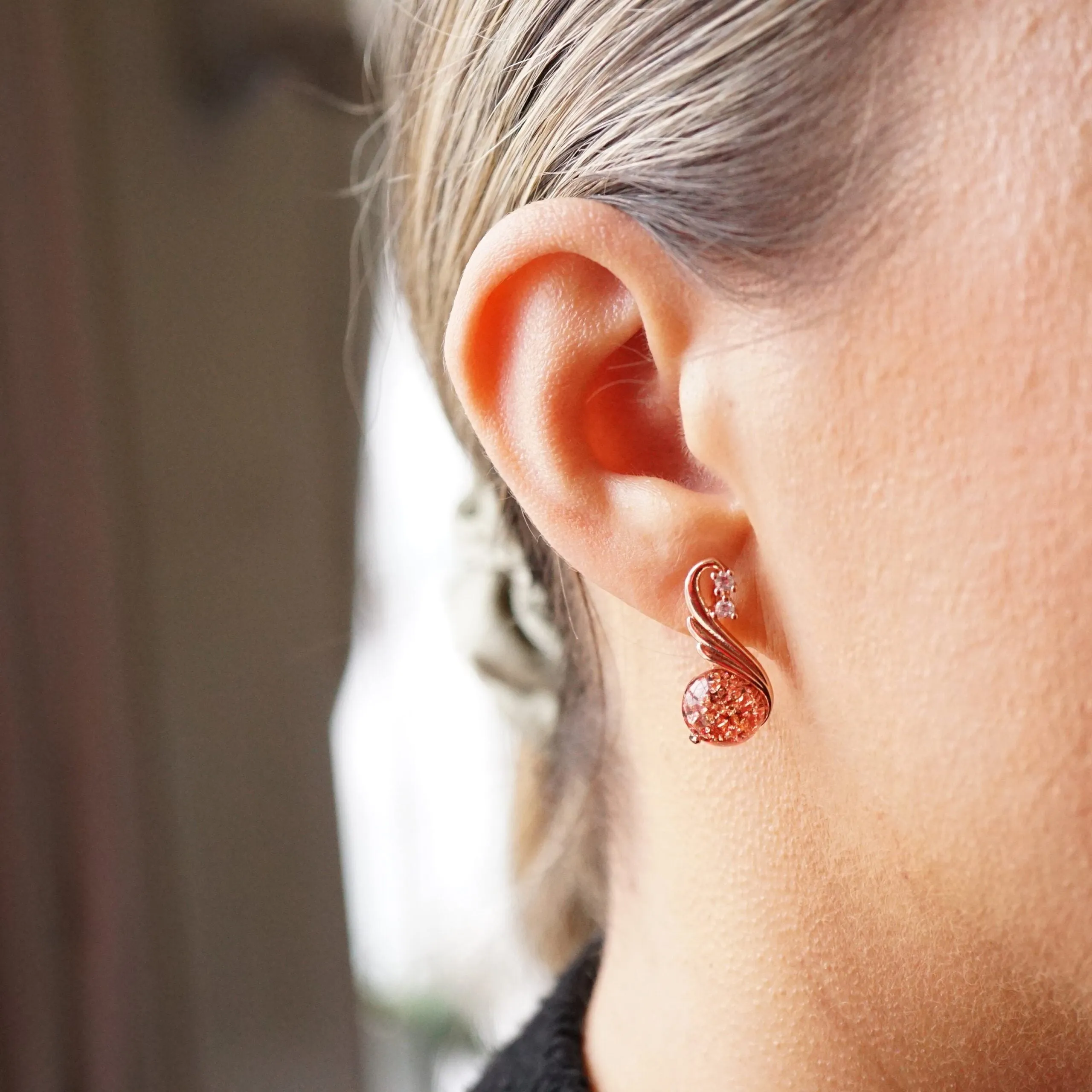 Marguerita X - Rose Gold Red,Purple or Green Drop Earrings