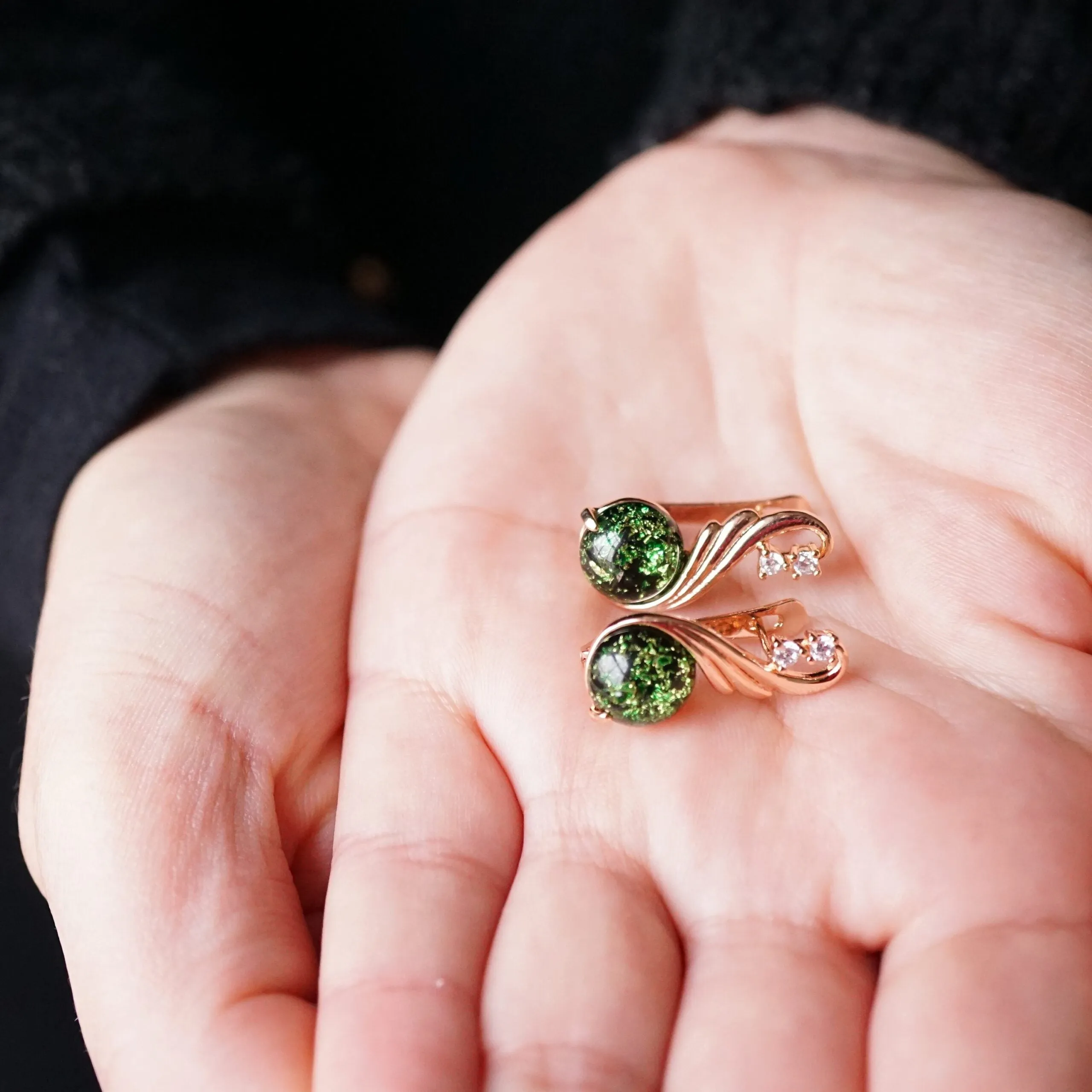Marguerita X - Rose Gold Red,Purple or Green Drop Earrings