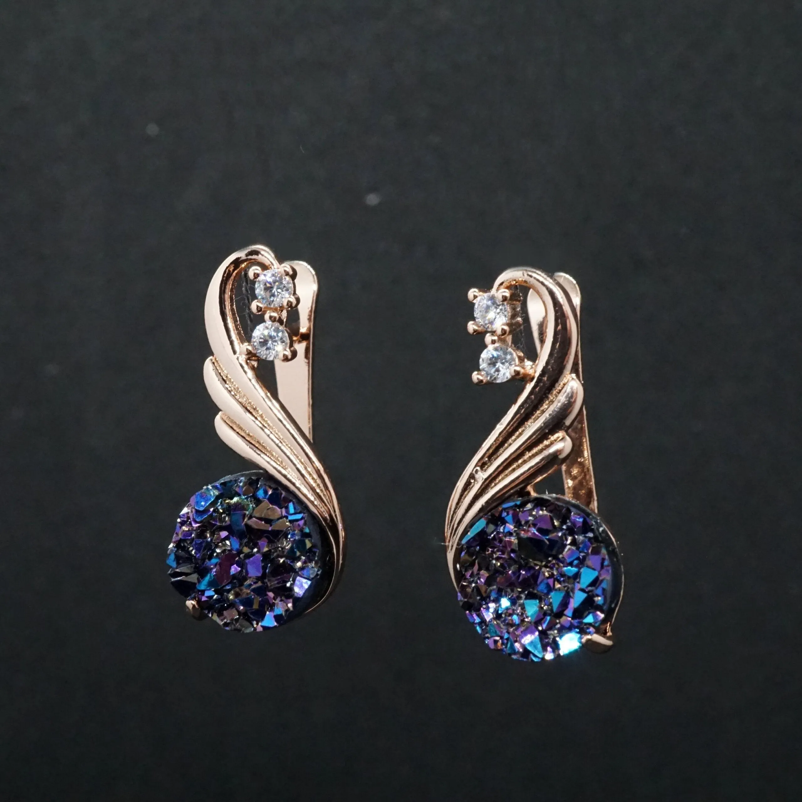 Marguerita X - Rose Gold Red,Purple or Green Drop Earrings