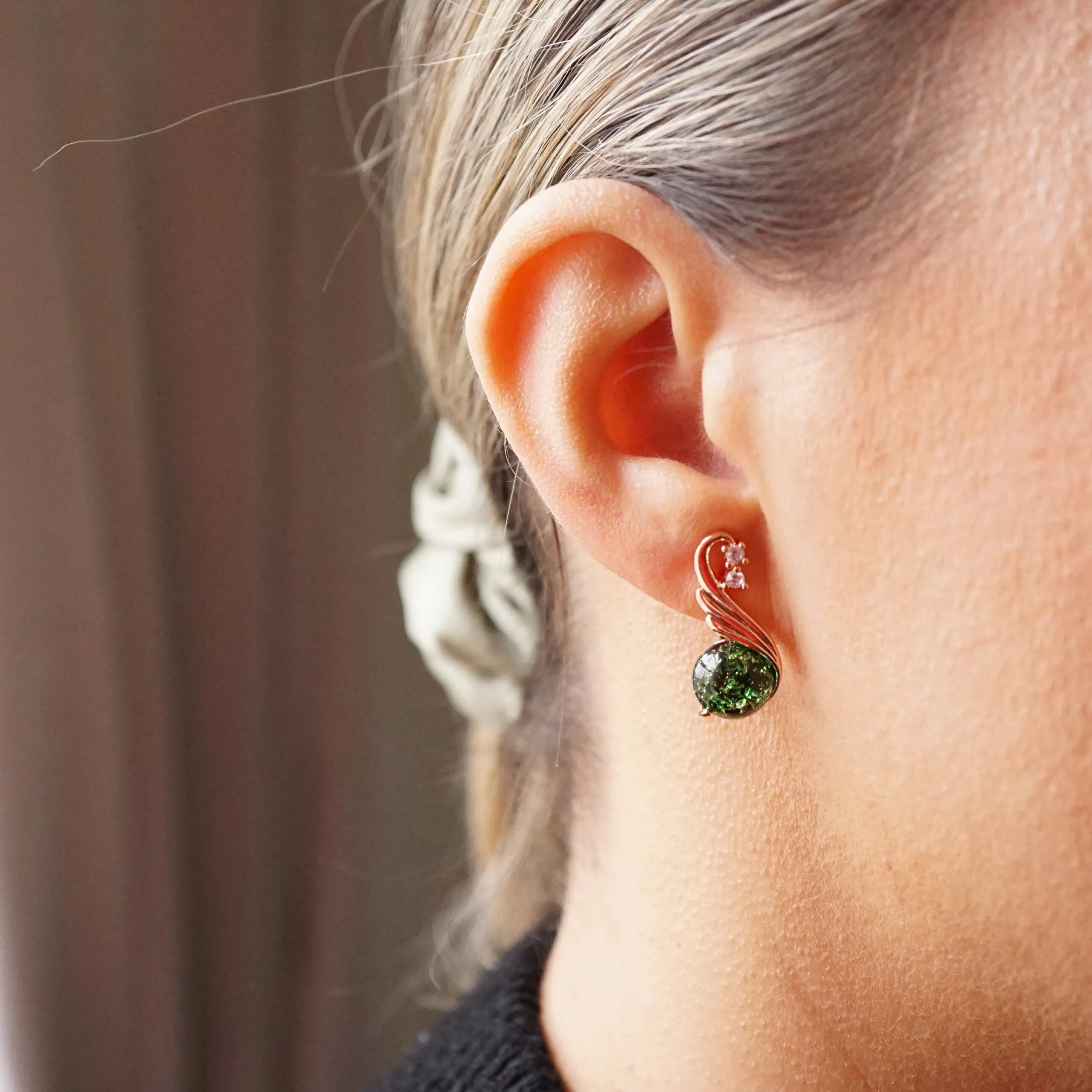 Marguerita X - Rose Gold Red,Purple or Green Drop Earrings