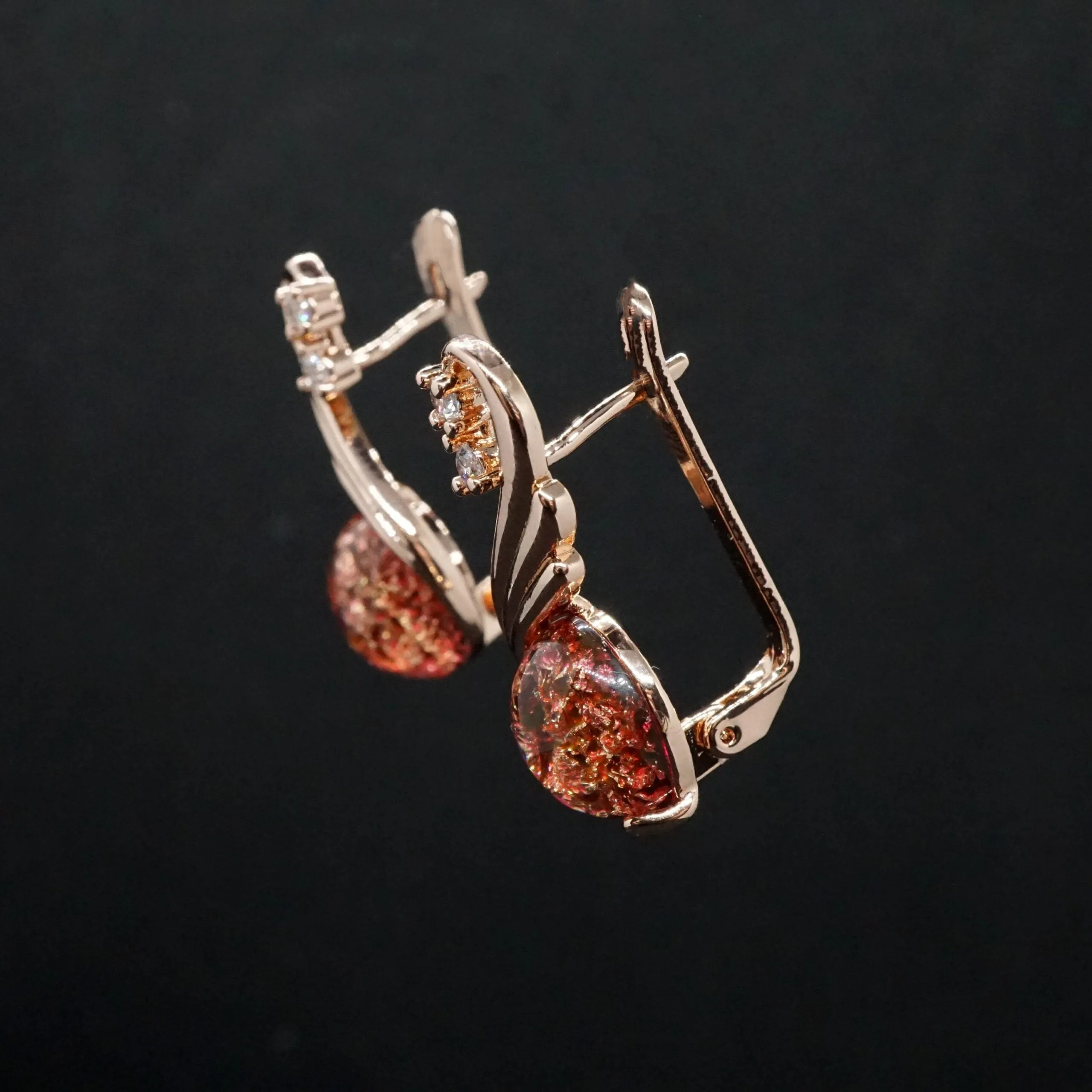 Marguerita X - Rose Gold Red,Purple or Green Drop Earrings