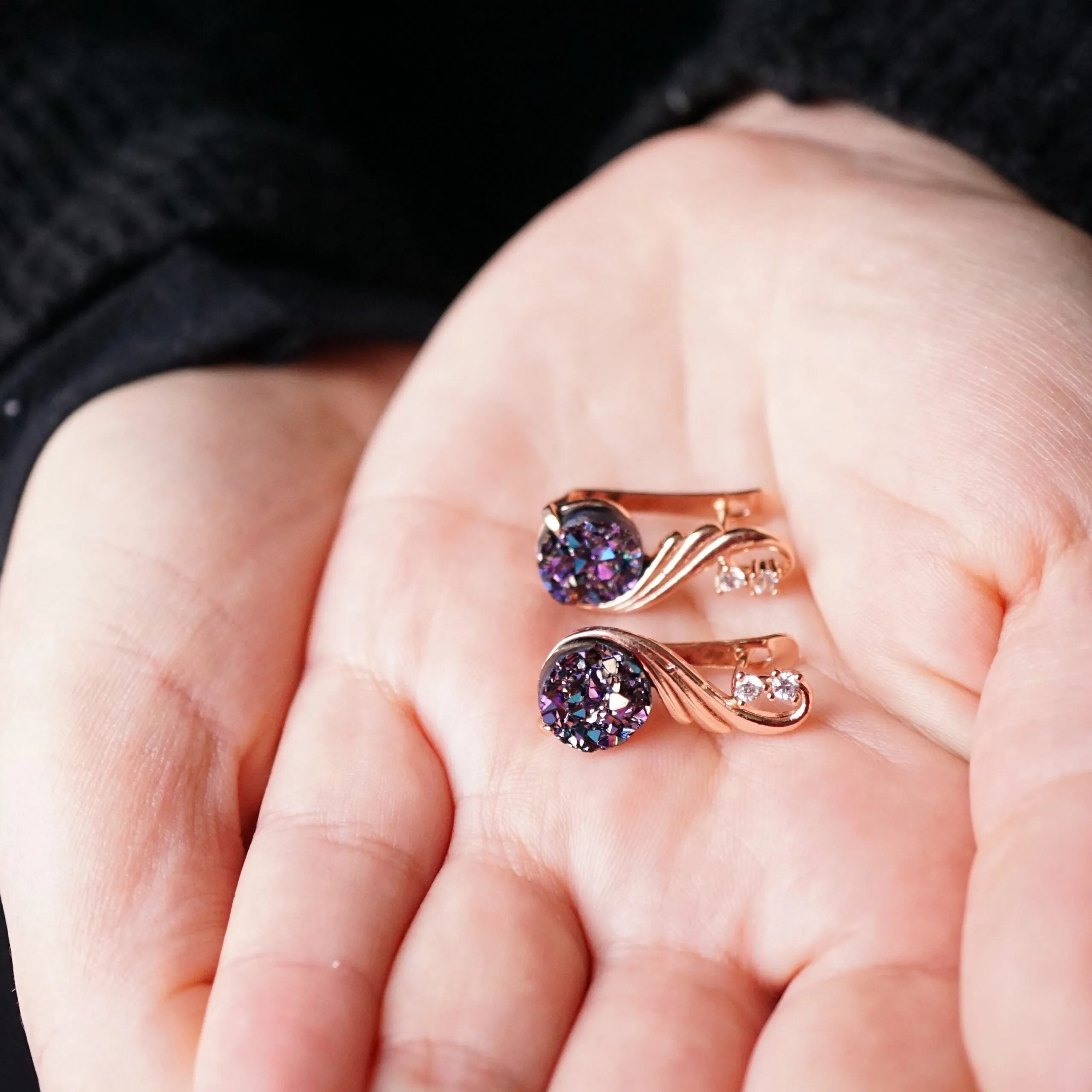 Marguerita X - Rose Gold Red,Purple or Green Drop Earrings