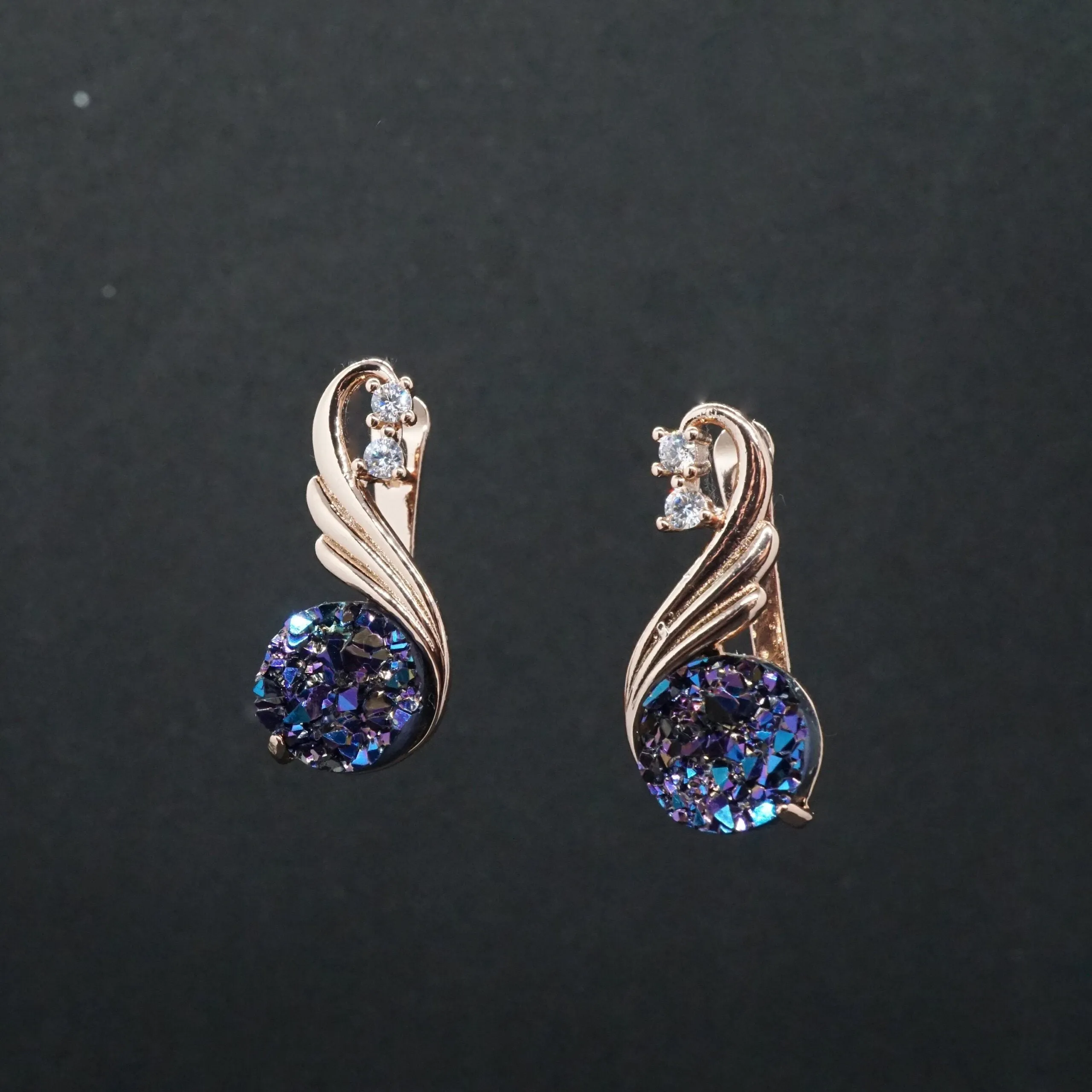 Marguerita X - Rose Gold Red,Purple or Green Drop Earrings