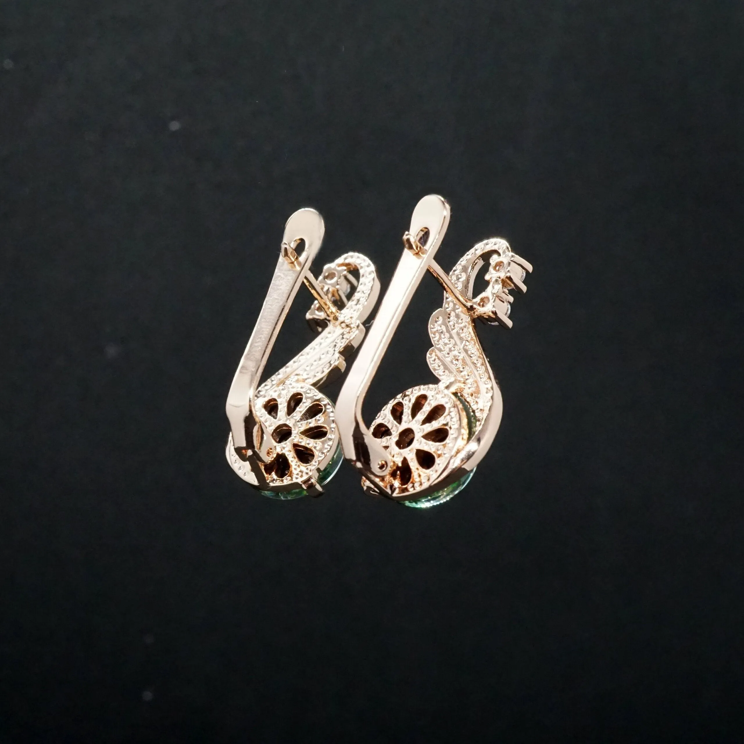 Marguerita X - Rose Gold Red,Purple or Green Drop Earrings
