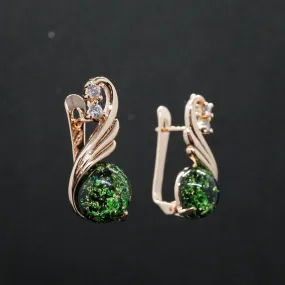 Marguerita X - Rose Gold Red,Purple or Green Drop Earrings